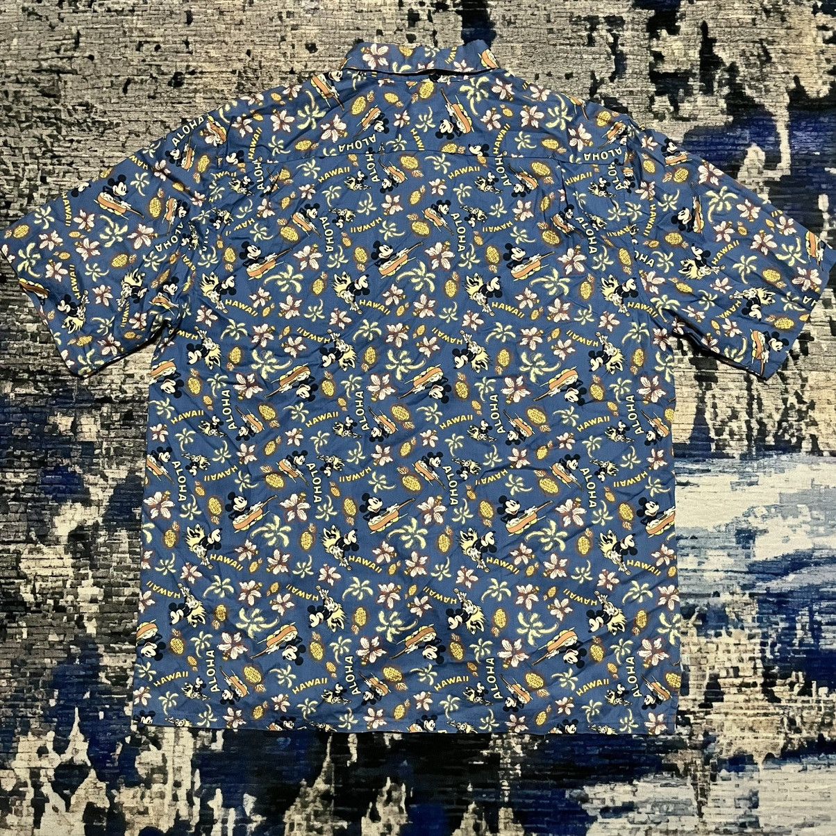 Mickey Mouse 🔥Vintage Mickey Mouse Hawaii Aloha Full Print Button Up Tee Size US L / EU 52-54 / 3 - 2 Thumbnail