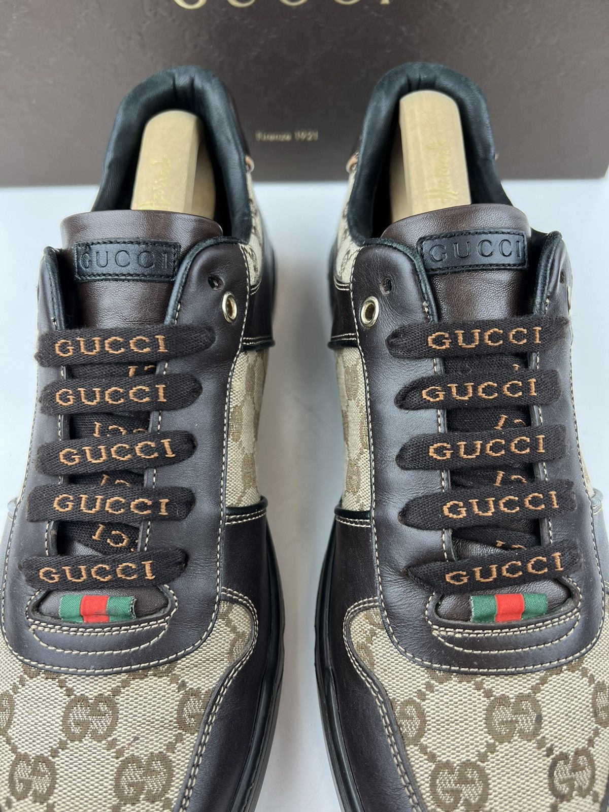 Gucci GUCCI Sneakers Leather Shoes GG Monogram Logo Brown Men’s Size US 9 / EU 42 - 7 Thumbnail