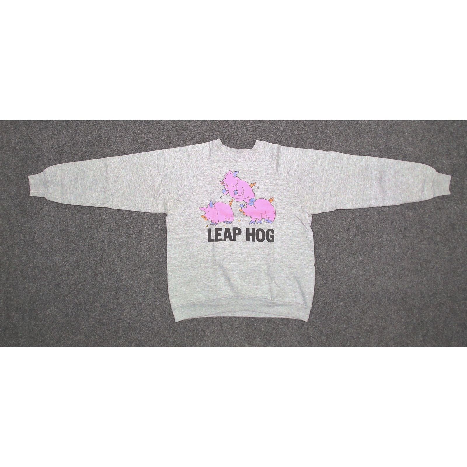 Vintage 80s Leap Hog Pig Graphic Boxy Raglan Sweatshirt Size US L / EU 52-54 / 3 - 5 Thumbnail
