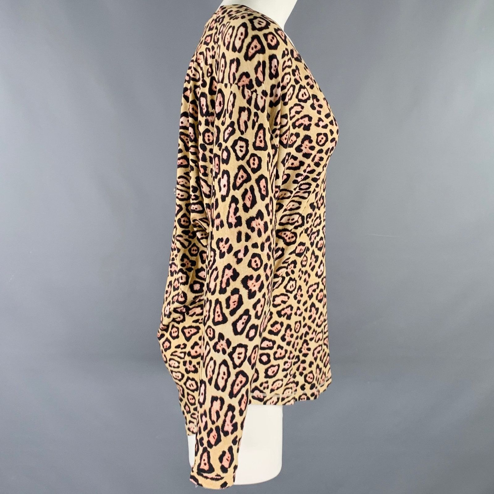 Givenchy GIVENCHY Beige Brown Viscose Animal Print V-Neck Casual Top Size S / US 4 / IT 40 - 2 Thumbnail