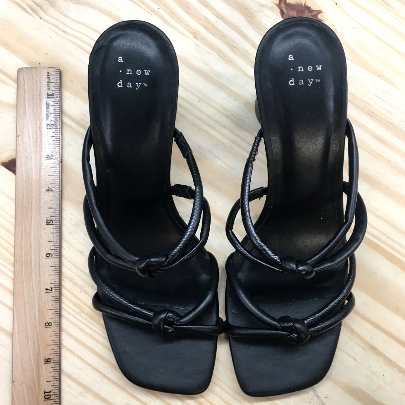 Vintage A New Day Sandal Womens 9 Black Knotted Open Toe Slip-On Casual Comfort Leather Shoes Size US 9 / IT 39 - 5 Thumbnail