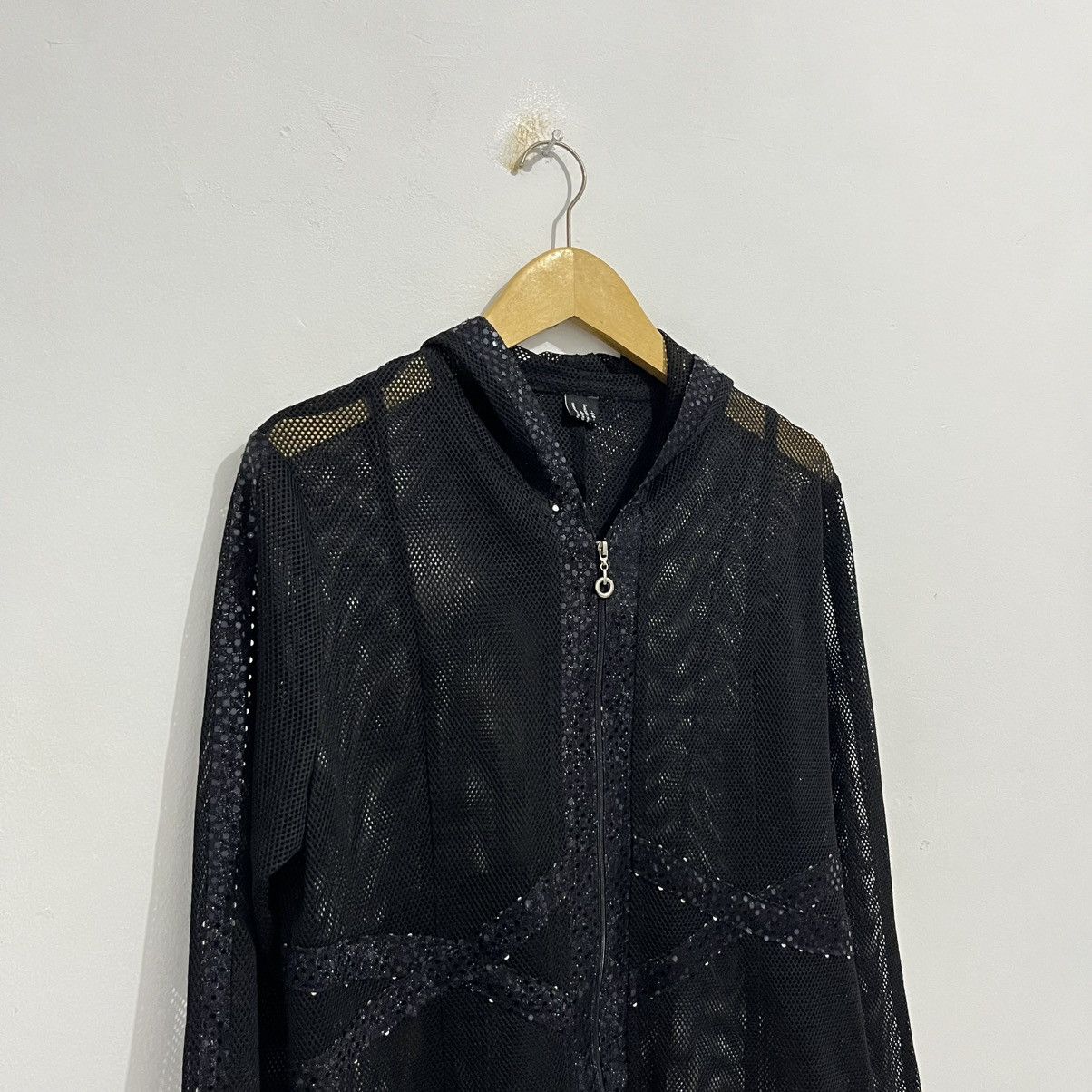 Japanese Brand Unique Gothic Emo Style Black Mesh Zip Up Jacket Size M / US 6-8 / IT 42-44 - 3 Thumbnail