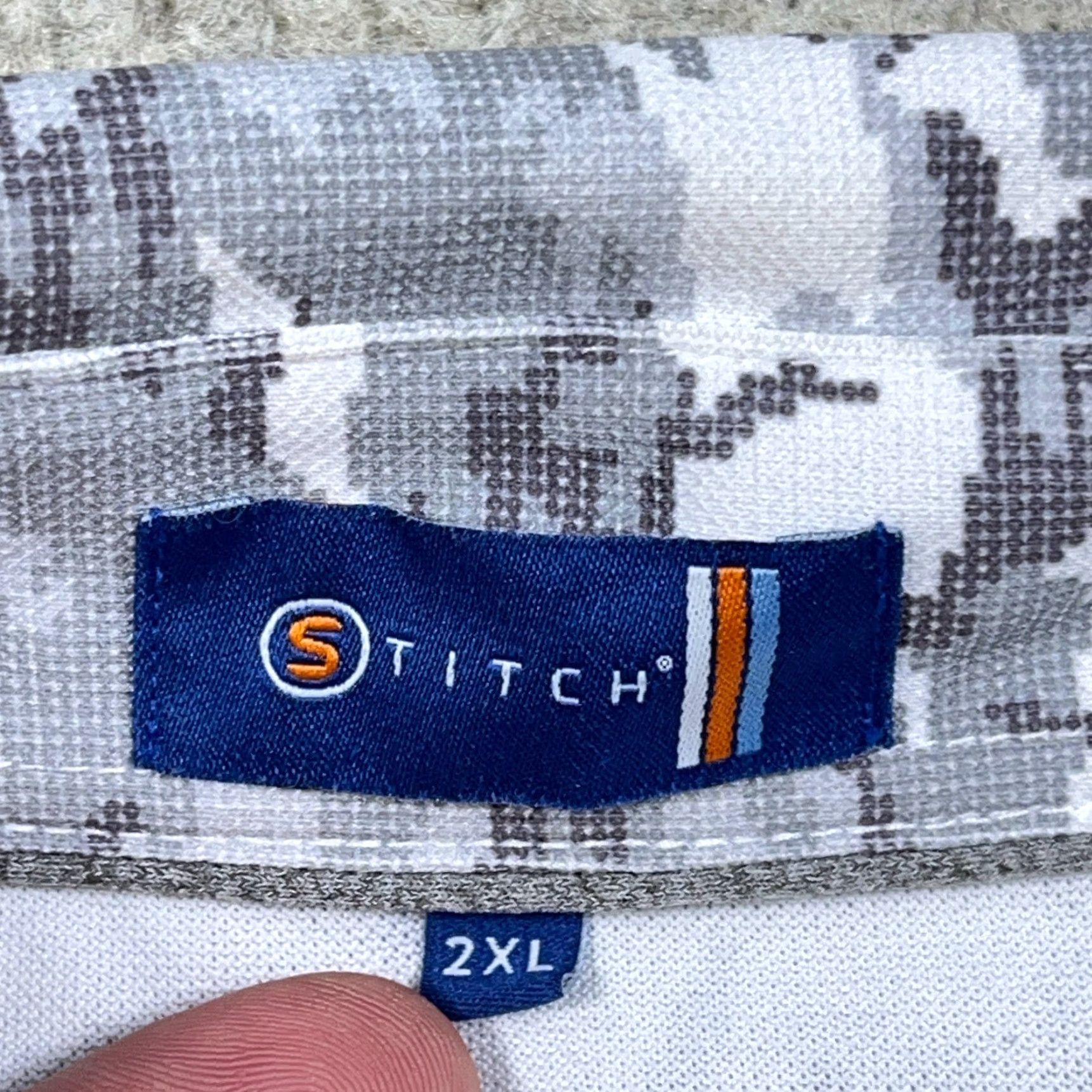 Vintage Stitch Polo Shirt Men 2XL Gray Camo Performance Golf Wicking Stretch - Shirt Adult 2XL Gray Camouflage Polo Size US XXL / EU 58 / 5 - 3 Thumbnail