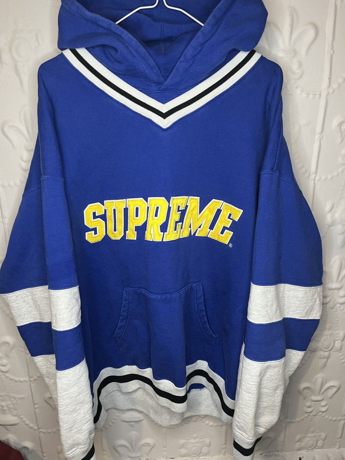 Supreme Blue/Yellow College Varsity Style Layered Pullover Hoodie Size US L / EU 52-54 / 3 - 2 Thumbnail