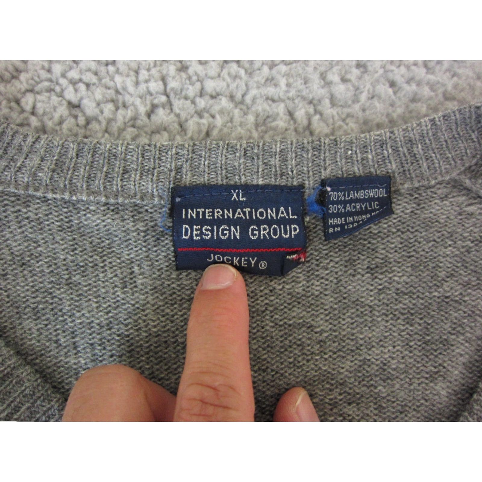 Jockey VINTAGE Jockey Sweater Mens XL Gray Wool Acrylic V-Neck 60s 70s Pullover Size US XL / EU 56 / 4 - 2 Thumbnail