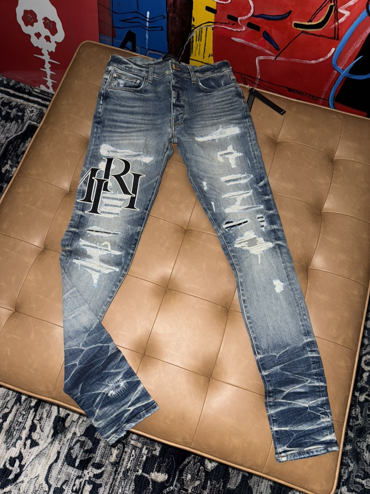 Amiri Amiri staggered logo jeans Size US 31 - 1 Thumbnail