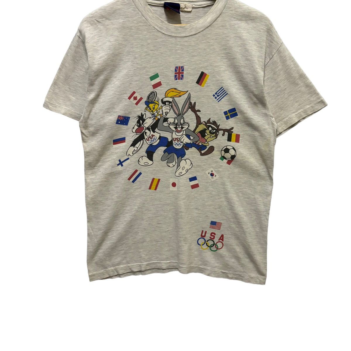 USA Olympics × Vintage × Warner Bros Vintage Warner Bross Cartoon Rip Off Usa Olympic Tshirt Size US M / EU 48-50 / 2 - 3 Thumbnail