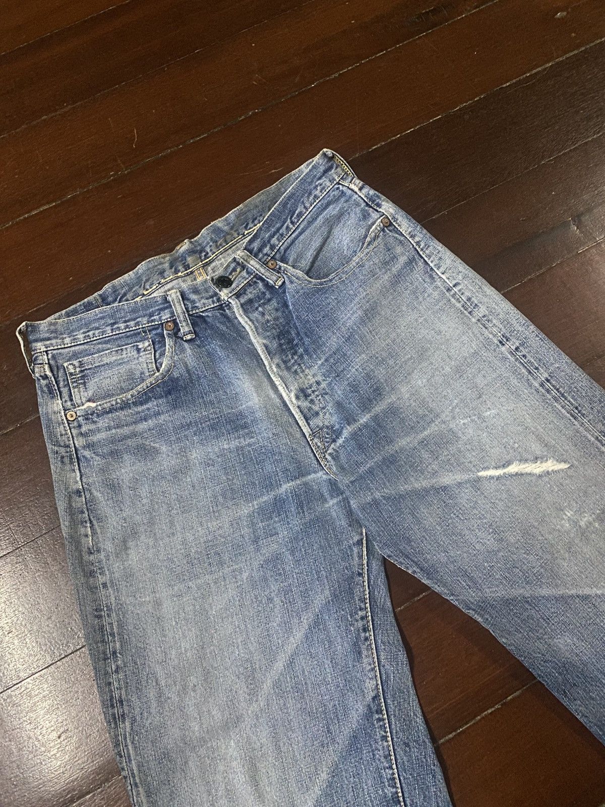 Warehouse Vintage PHERROWS distressed denim wide leg selvedge Size US 34 / EU 50 - 6 Thumbnail