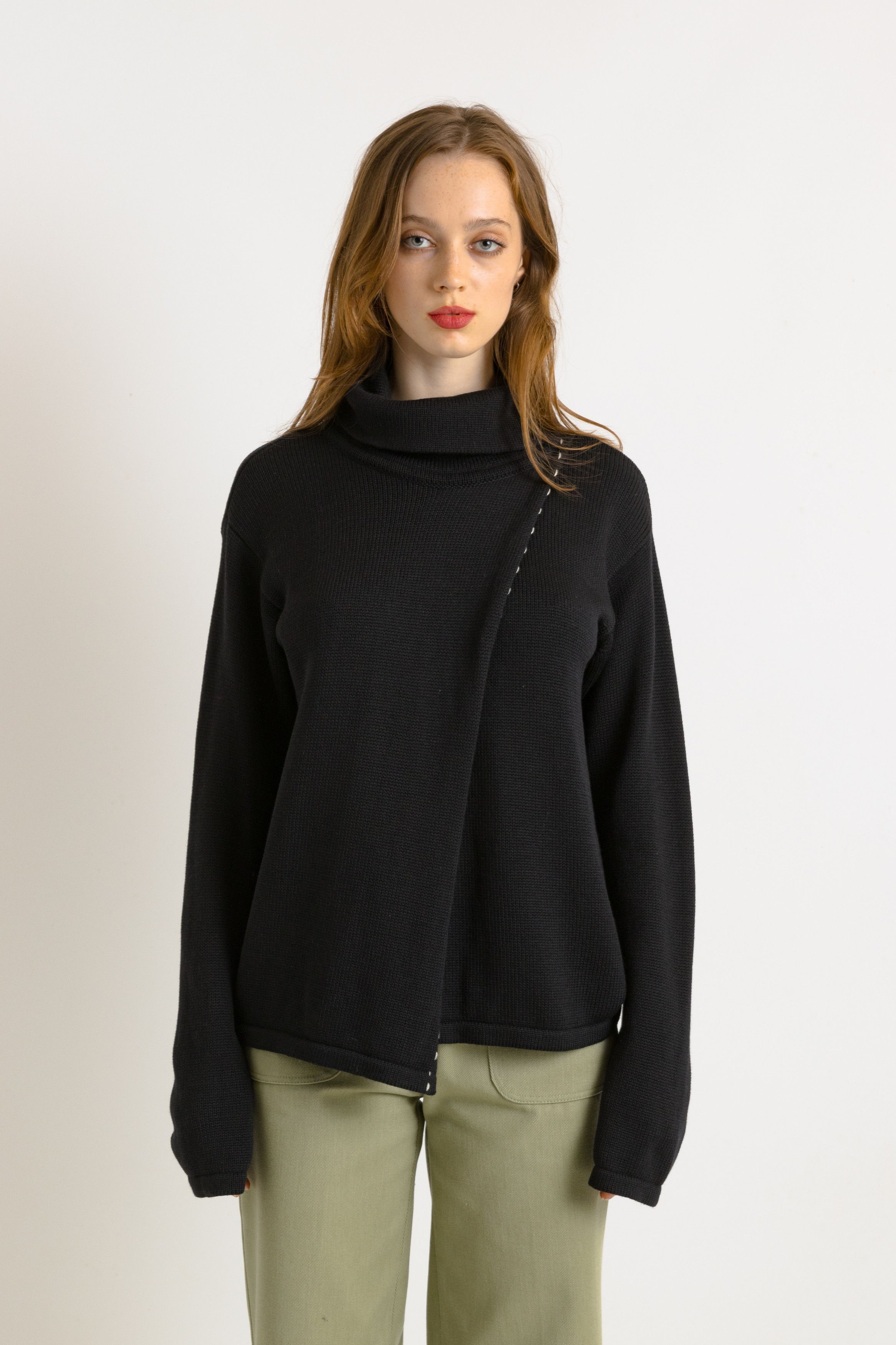 Preloved 00’s Rene Lezard Merino Wool Black Top 7509