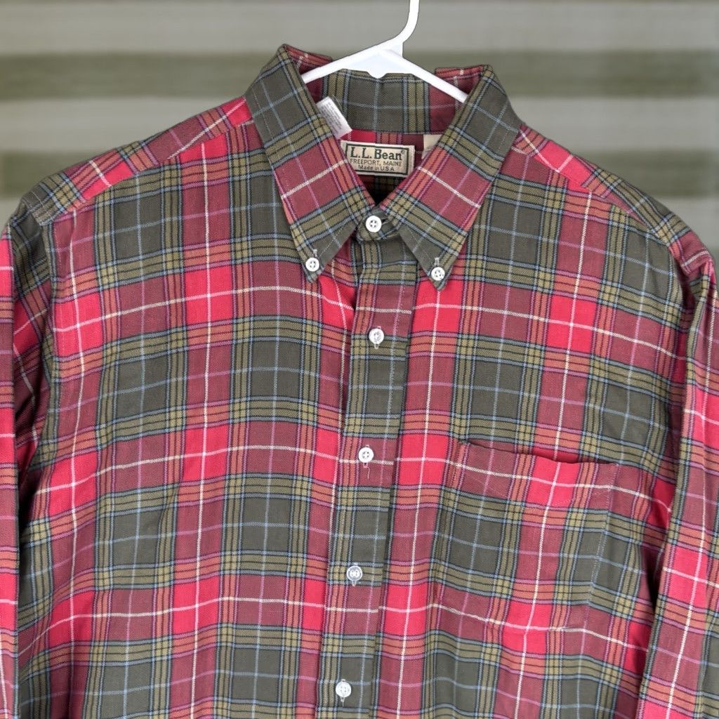 Vintage VINTAGE L.L.Bean Shirt Mens Large Red Plaid Button Down Pocket Casual USA Size US L / EU 52-54 / 3 - 1 Thumbnail