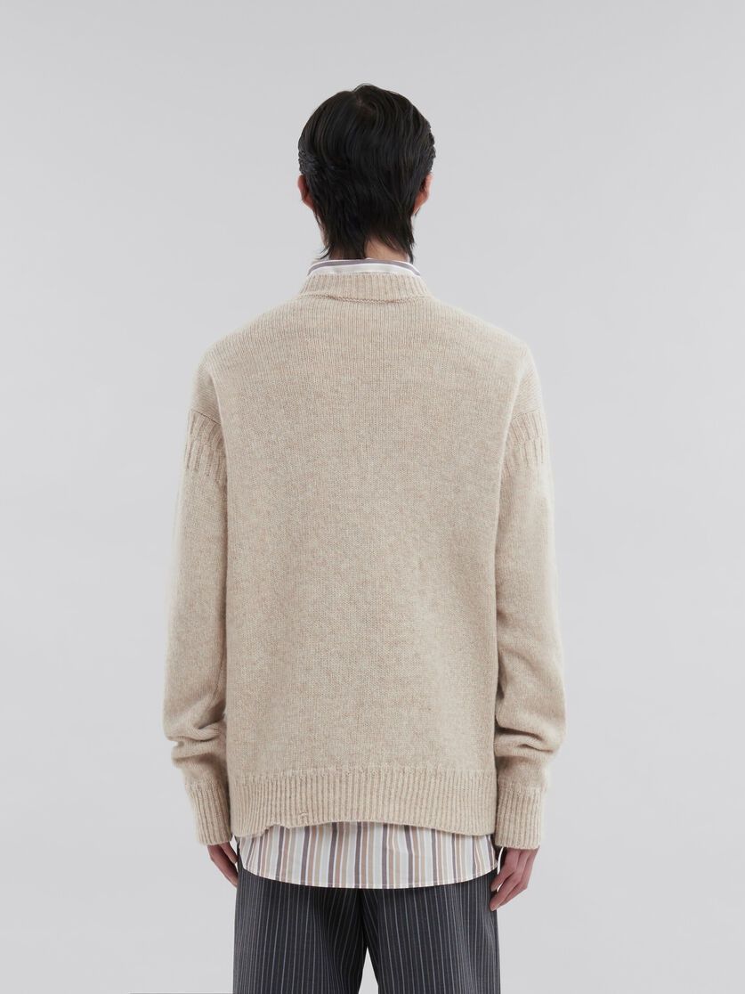 Marni o1w1db11125 Oat Shetland Wool Jumper in Beige Size US L / EU 52-54 / 3 - 3 Thumbnail