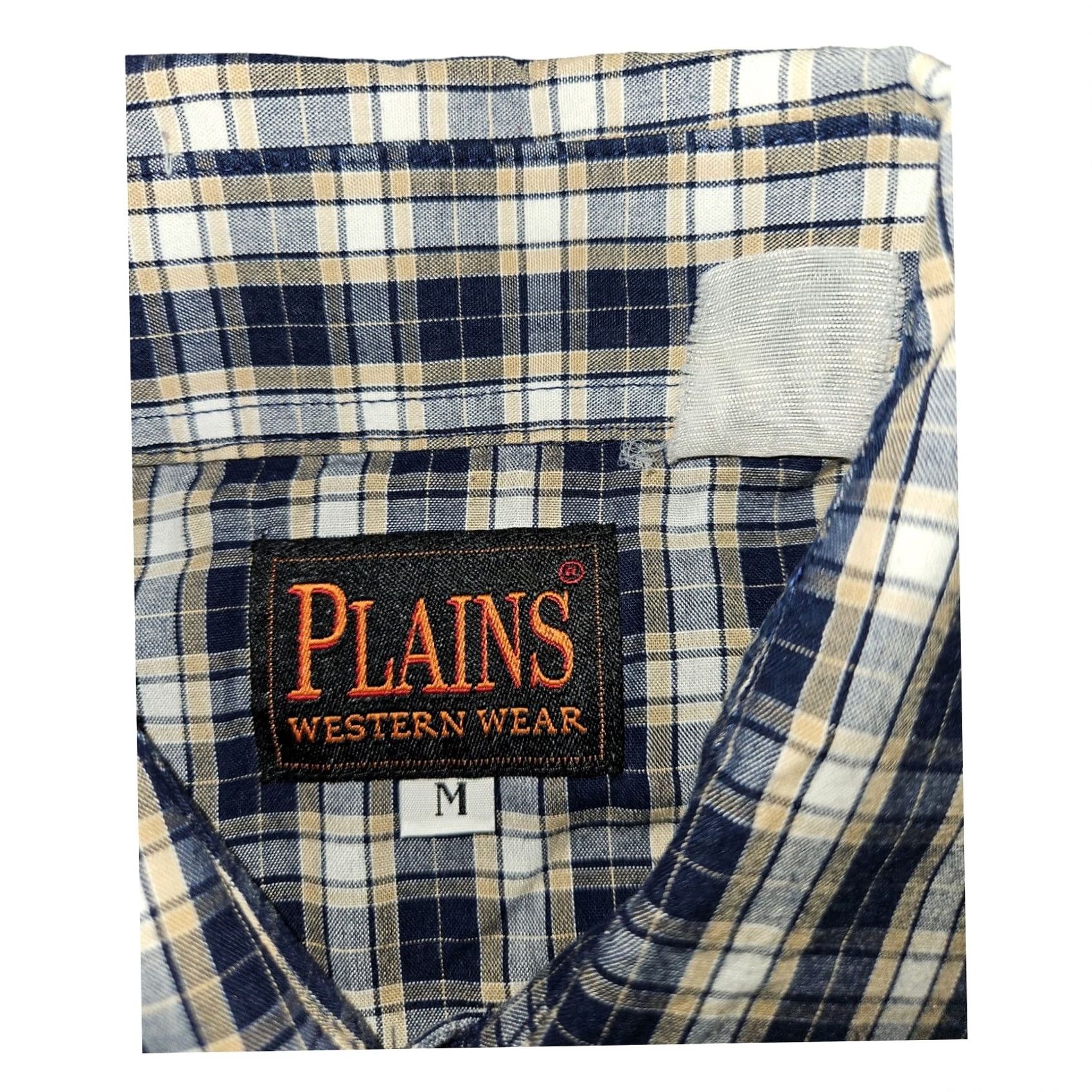 Vintage VINTAGE Plains Pearl Snap Shirt Long Sleeve Men's Medium Blue Check Western Size US M / EU 48-50 / 2 - 2 Thumbnail