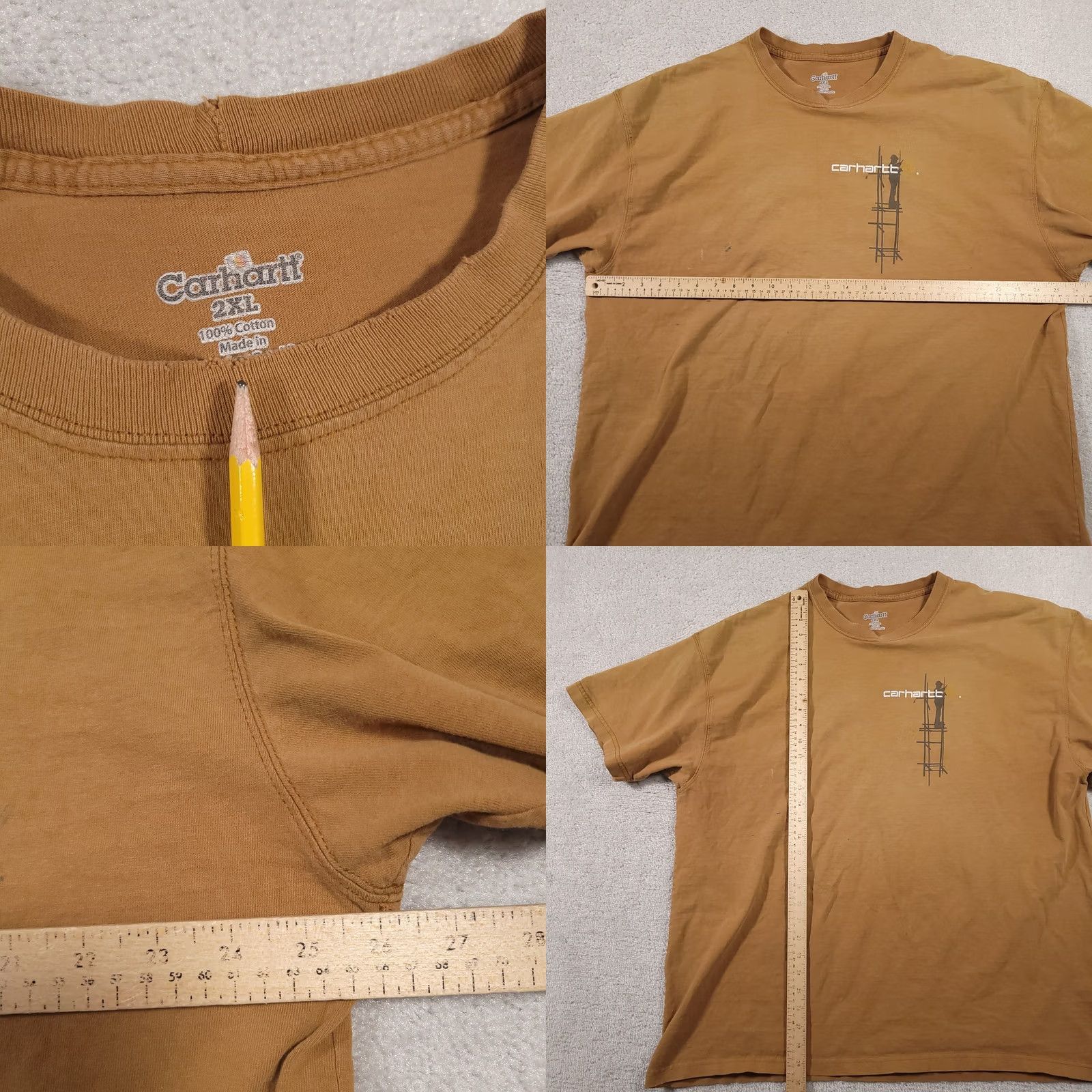 Carhartt VINTAGE Carhartt T-Shirt Mens 2XL Brown Graphic Short Sleeve Work Grunge Double Sided Size US XXL / EU 58 / 5 - 9 Thumbnail