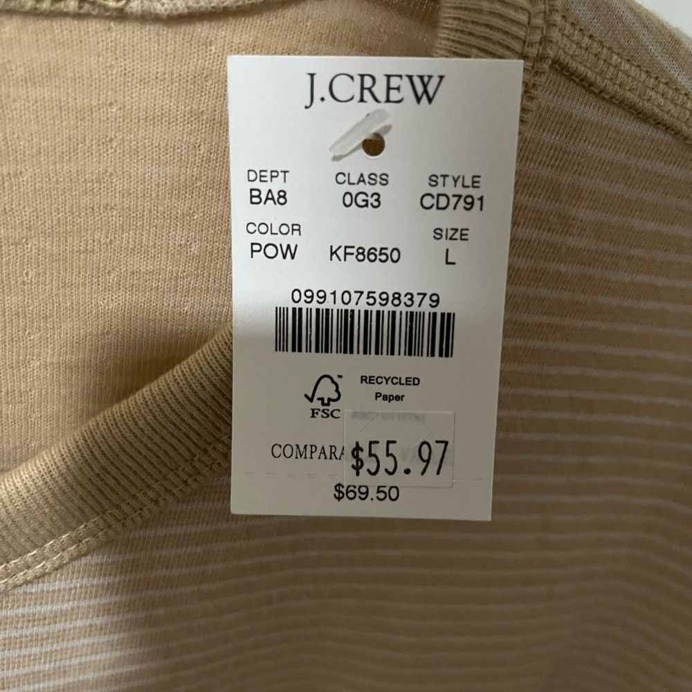J.Crew NWT Jcrew Mens Long Sleeve Soft Striped Tshirt Large $69.50 Size US L / EU 52-54 / 3 - 5 Thumbnail