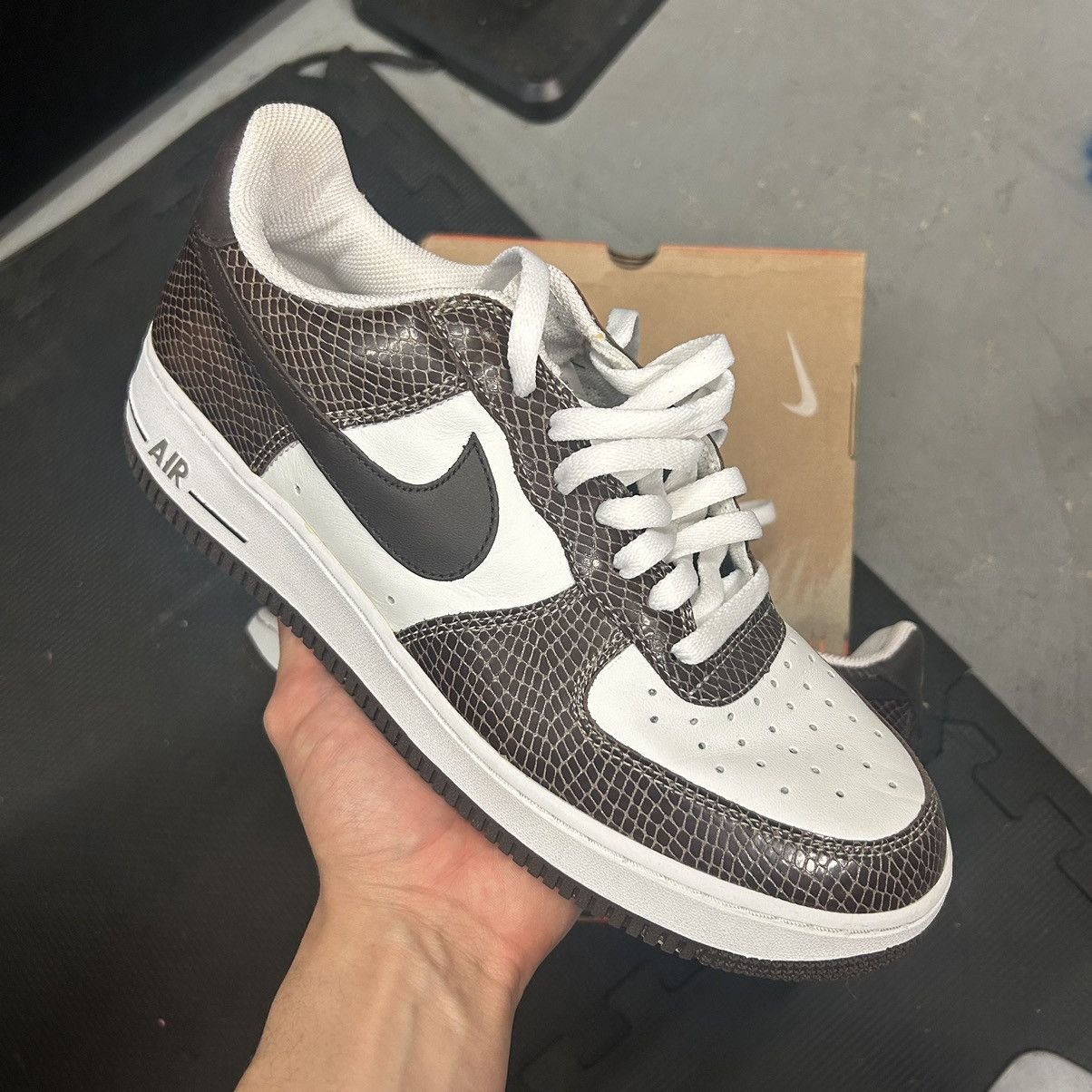 image of Nike Air Force 1 Low Snake Skin Baroque Brown Shoes, Men's (Size 10)