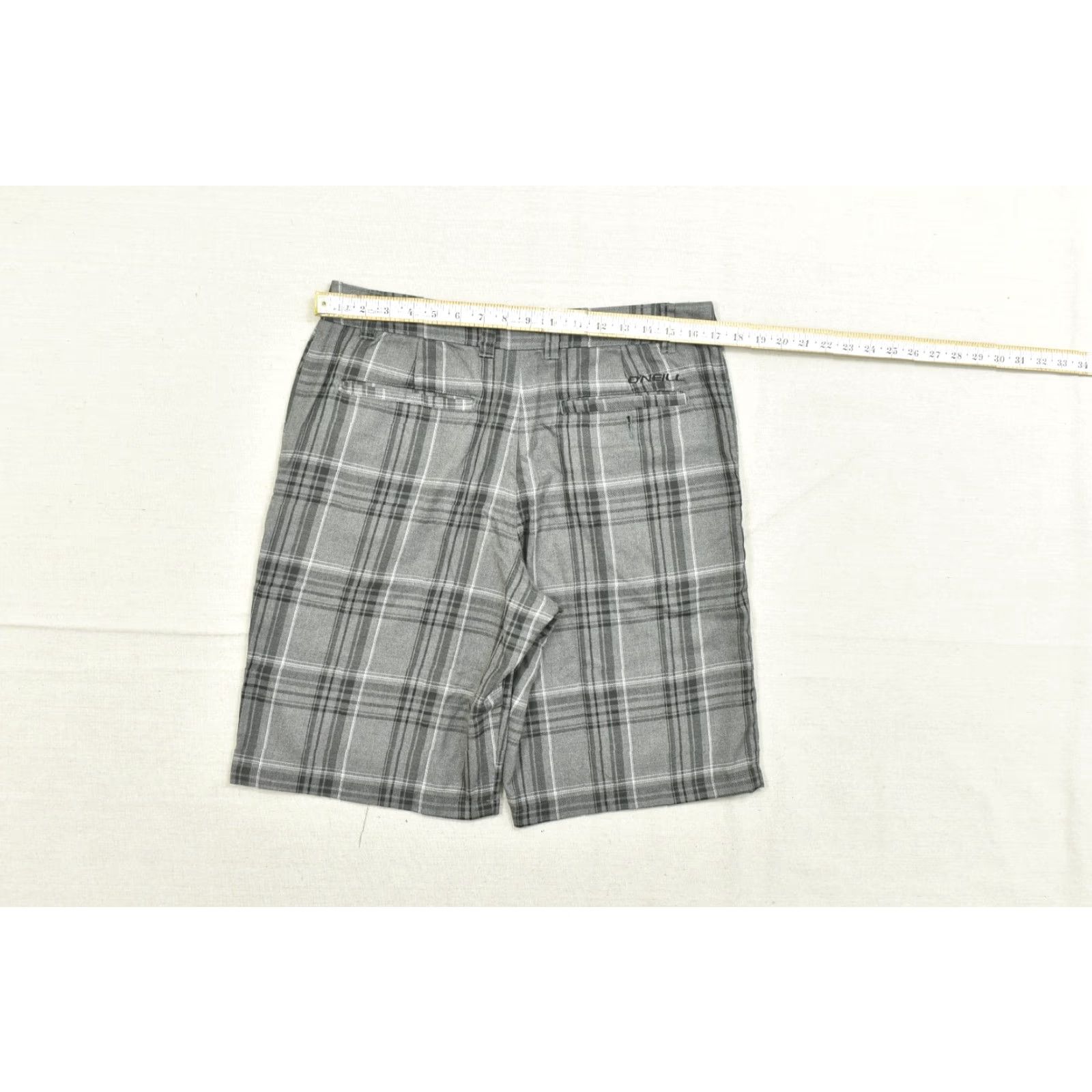 O'Neill O'Neill Men's 32 Gray Plaid Hybrid Shorts Polyester Viscose Blend Zip Flat Front Mid Rise Pockets Casual Chino Regular Summer Spring Size US 32 / EU 48 - 3 Thumbnail