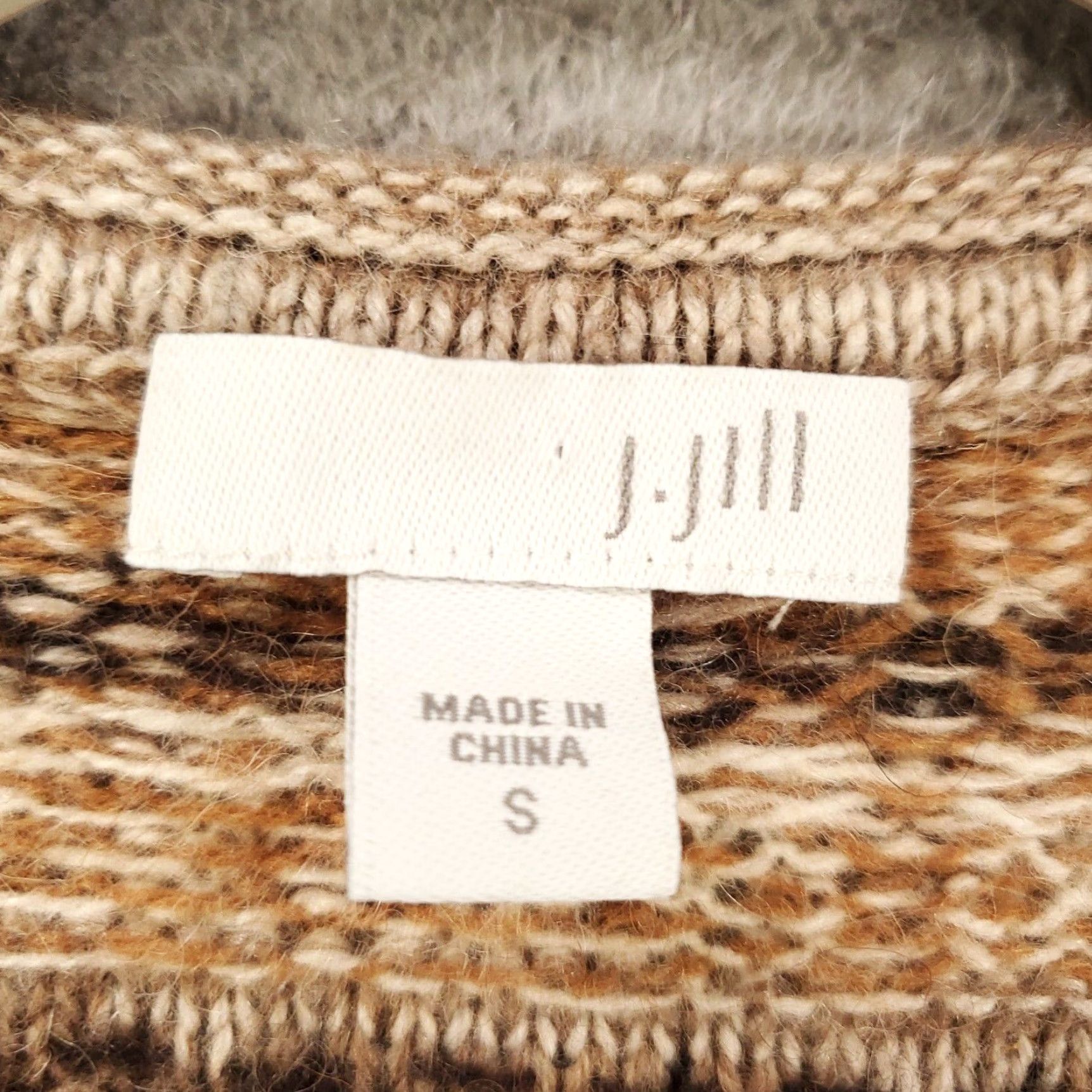 J. Jill J. Jill Cardigan Womens Small Brown Alpaca Wool Geometric Open Pockets Bohemian Classic Knit Size S / US 4 / IT 40 - 5 Thumbnail