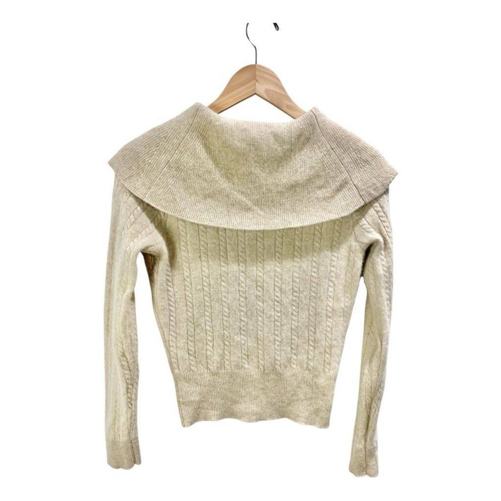 Sandro Sandro Gotham Oversized Collar Beige Wool Sweater 0 (XS) Size XS / US 0-2 / IT 36-38 - 5 Thumbnail