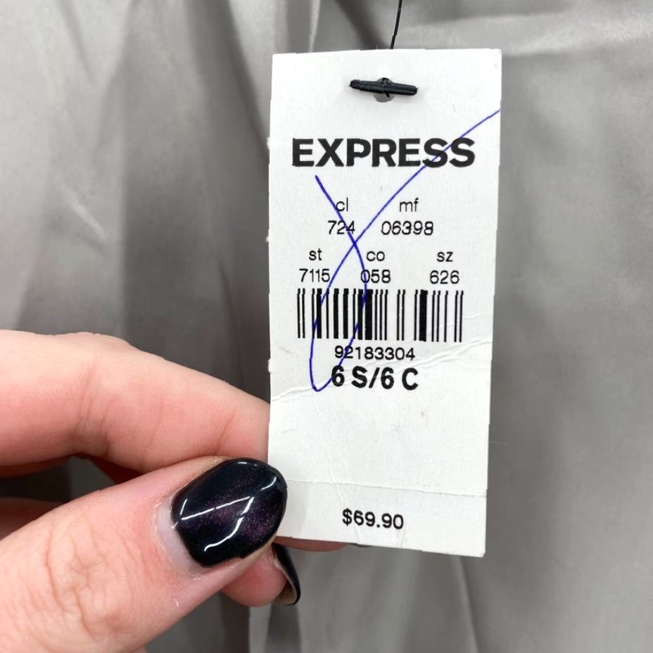 Express Express Williams Window Pane Topcoat Women's Medium Taupe Plaid Wool Blend NWT Size M / US 6-8 / IT 42-44 - 5 Thumbnail