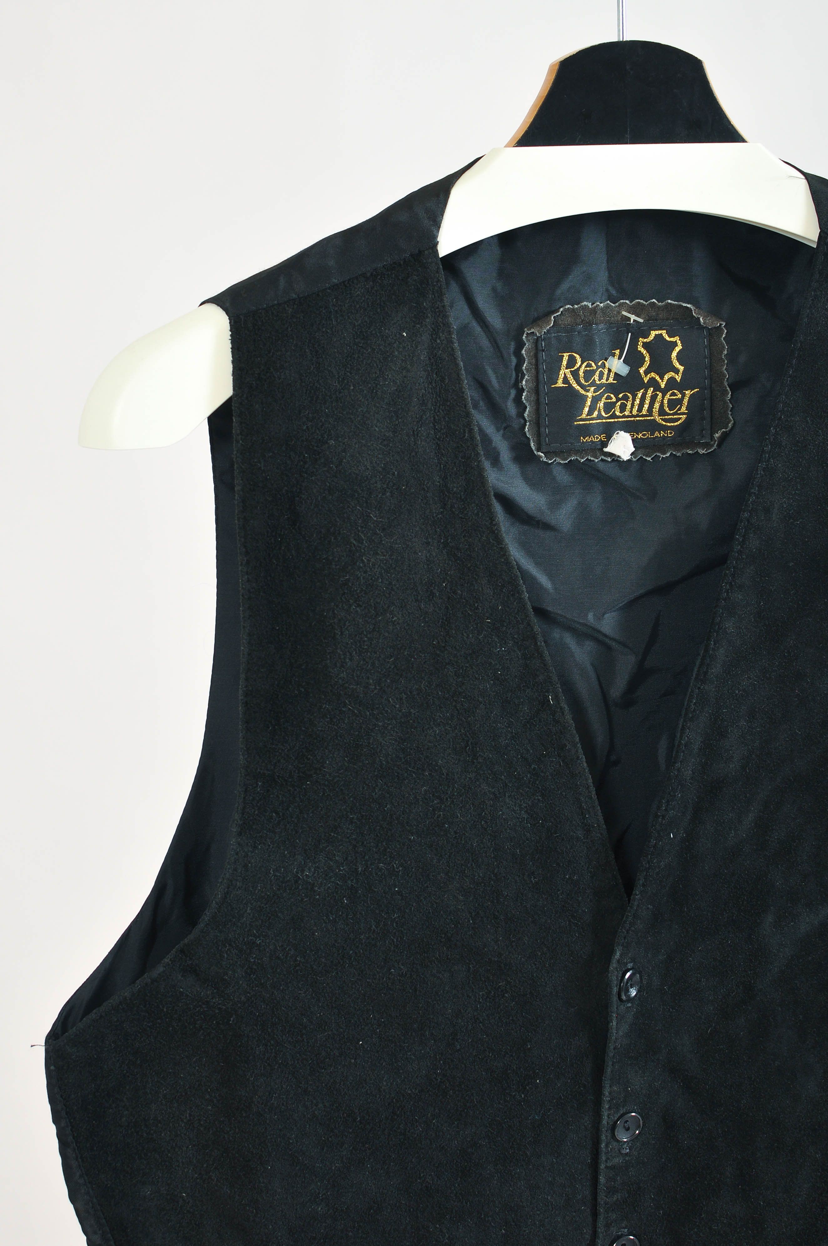 Other Black suede leather vest Size 40R - 2 Thumbnail