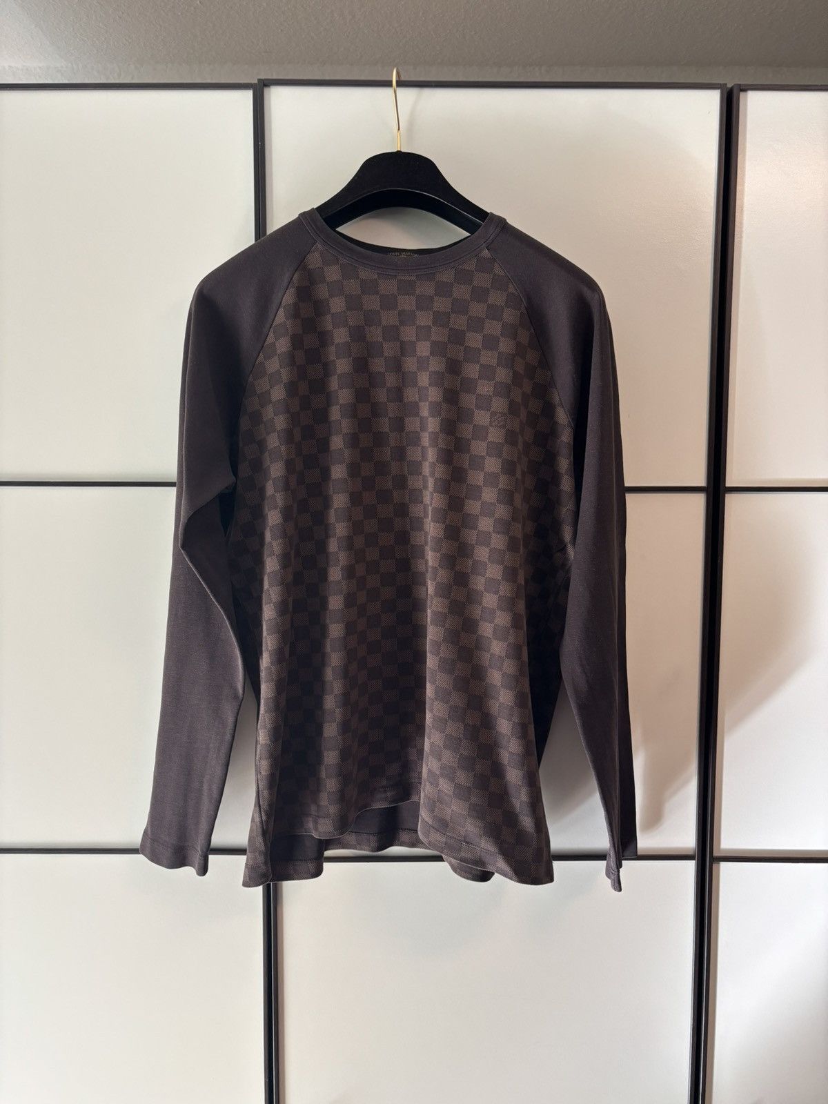 Louis Vuitton Louis Vuitton Brown Damier Print Long Sleeve T-Shirt Size US L / EU 52-54 / 3 - 1 Thumbnail
