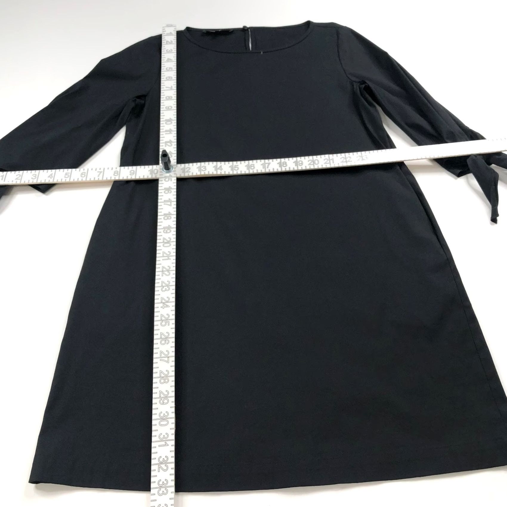 Vintage Lafayette 148 Black Blouse Tunic 3/4 Sleeve Pullover Back Button Bow Tie Cotton Blend Women Small Size S / US 4 / IT 40 - 6 Thumbnail