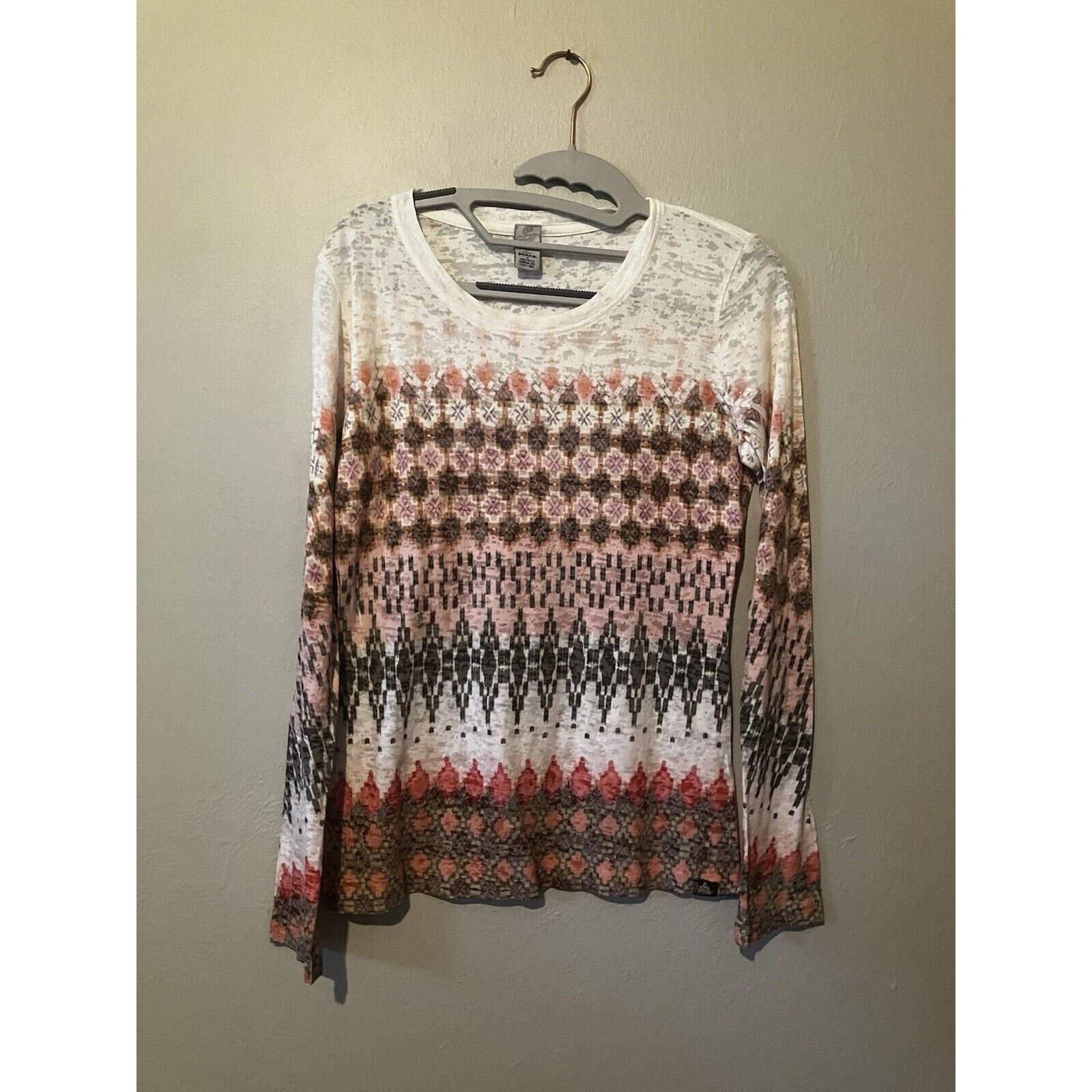Prana Prana Top Womens S Long Sleeve Shirt Multi Color Burnout Size S / US 4 / IT 40 - 2 Thumbnail