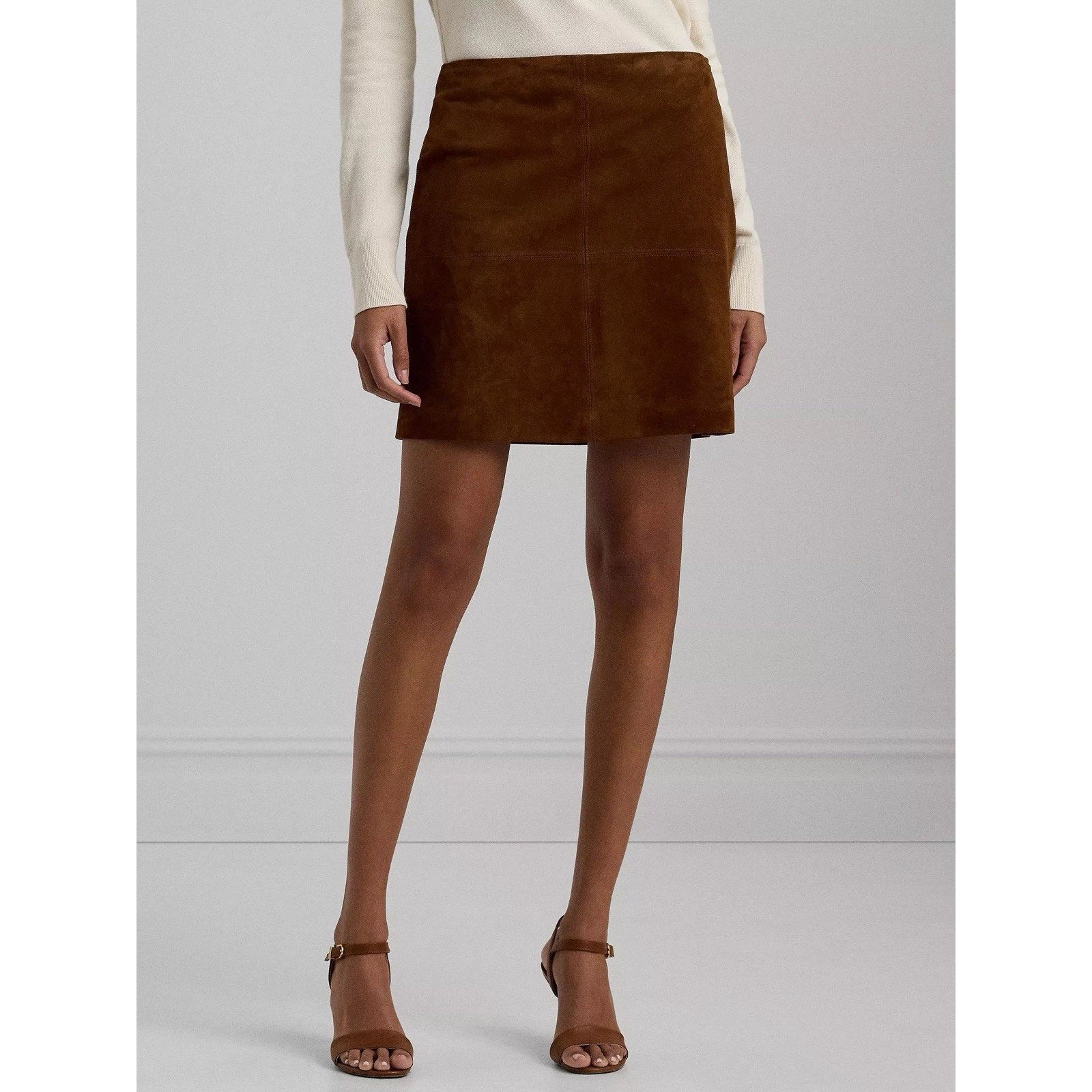 Ralph Lauren Ralph Lauren Black Labeled Goat Leather Suede Mini Skirt 10 Size 32" / US 10 / IT 46 - 1 Thumbnail