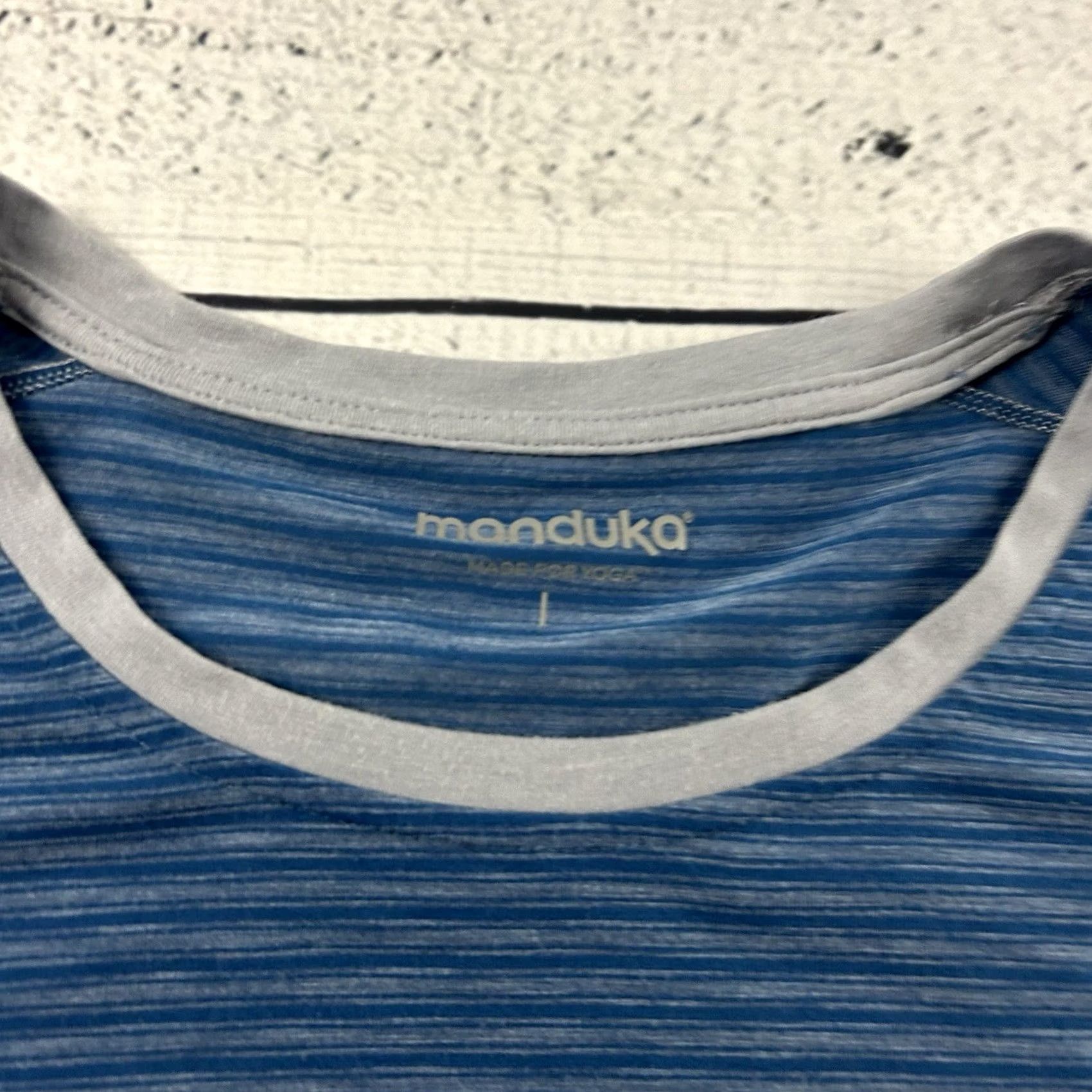 Vintage Manduka Striped Short Sleeve T-Shirt Pocket Blue Men's Large Shirt Size US L / EU 52-54 / 3 - 3 Thumbnail