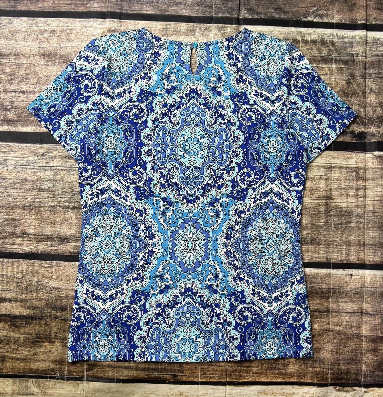 Other Talbots Top Womens Small Geometric Floral Stretch NEW $55 Size S / US 4 / IT 40 - 3 Thumbnail
