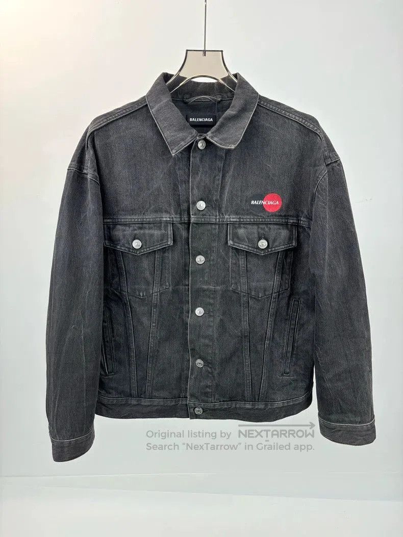 Balenciaga Embroidered Logo Denim Jacket.