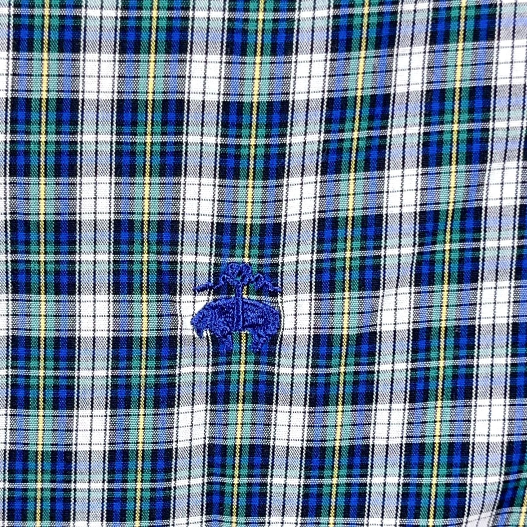Brooks Brothers Brooks Brothers Shirt Men Medium Green Blue Plaid Button Up Poplin Dress Sheep Size 40R - 6 Thumbnail