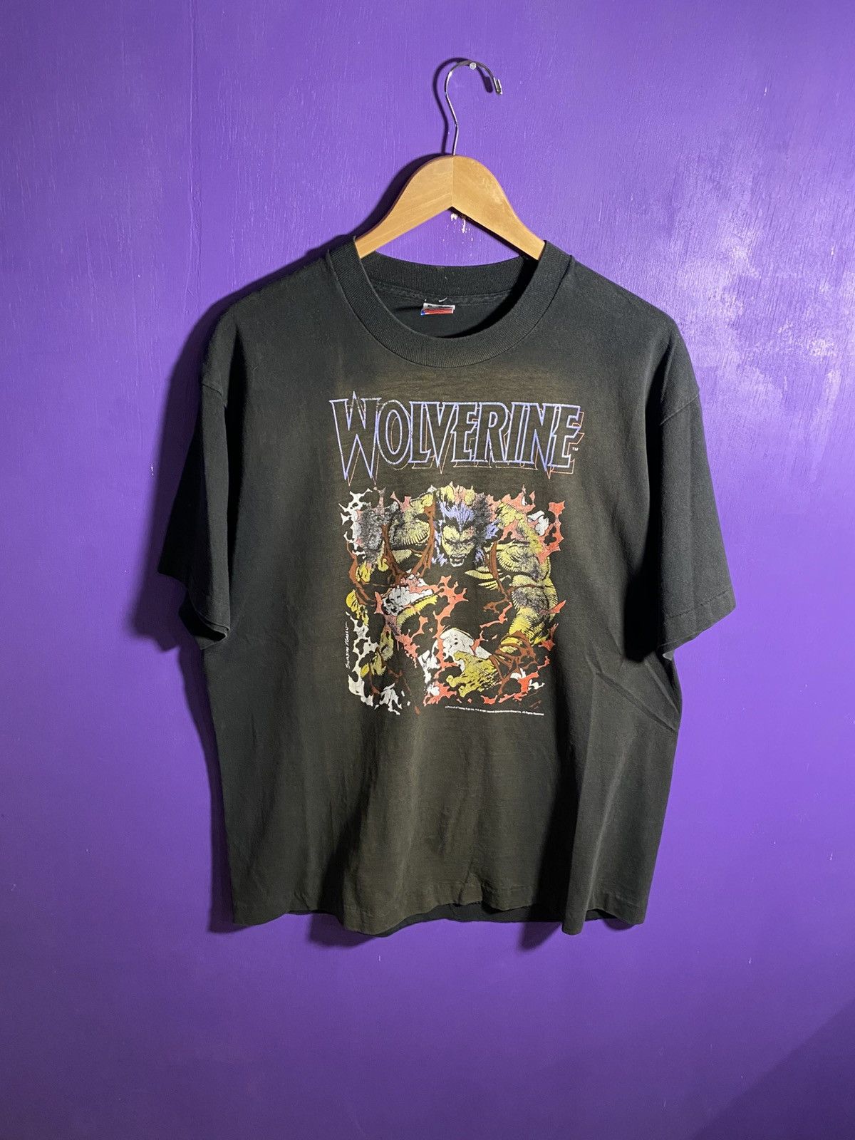 Marvel Comics Vintage 1991 Marvel comics Wolverine faded t-shirt Size US XL / EU 56 / 4 - 1 Thumbnail
