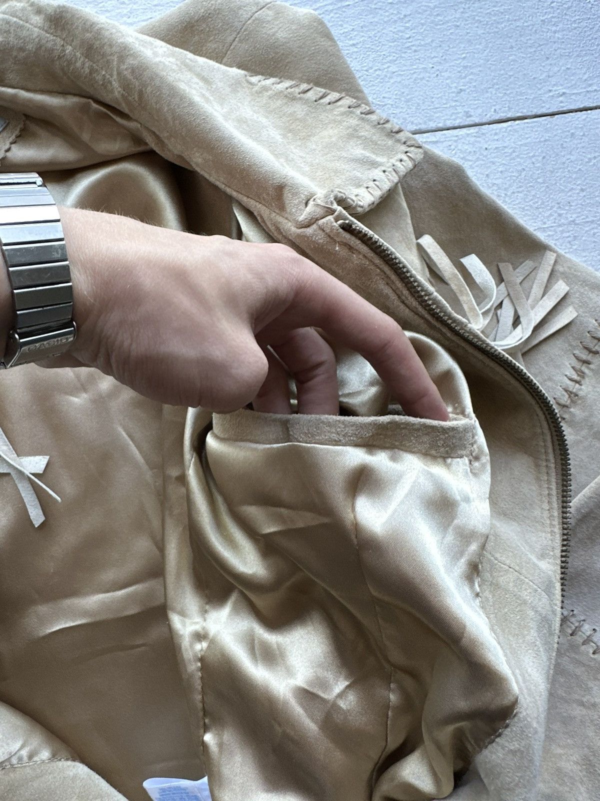 Vintage 🚨AVANT-GARDE BEIGE Rick Owen’s Opium Y2K LEATHER JACKET Size XS / US 0-2 / IT 36-38 - 7 Thumbnail