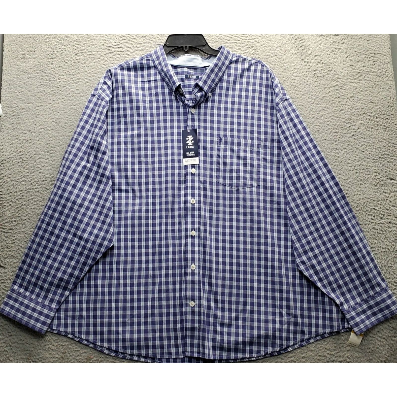 Izod IZOD Mens 4XB Multi Plaid Performance All-Over Stretch Comfort Button Down Shirt Mens Size 4XB Big & Tall Plaid Cotton Casual Outdoor Womens? Size US XXL / EU 58 / 5 - 2 Thumbnail