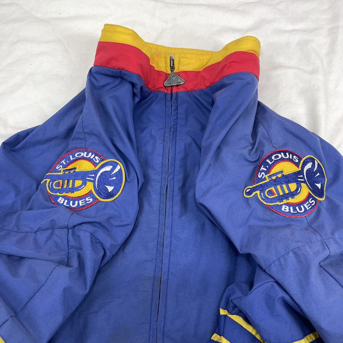 Apex 90s Vintage ST. LOUIS BLUE by APEX Bomber Jacket #1870/08 Size US XL / EU 56 / 4 - 6 Thumbnail