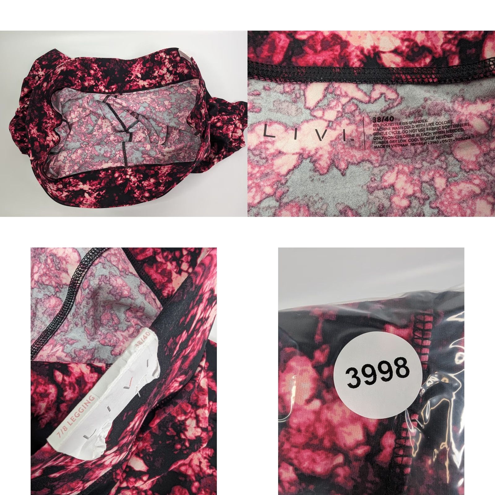 Vintage LIVI Active High-Rise Wicking Shibori Legging 38/40 Red Women Plus XS-Plus? 38/40 Size 26" / US 2 / IT 38 - 8 Thumbnail