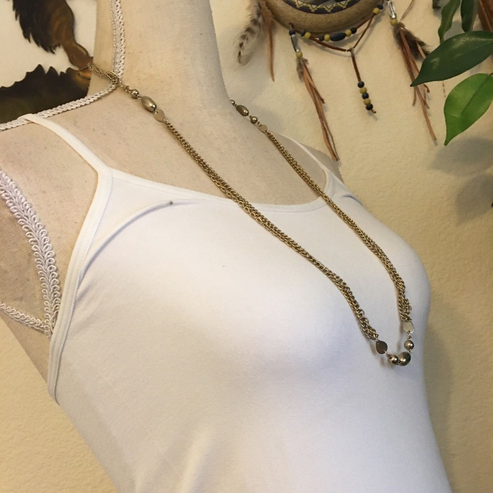 Vintage Vintage aged gold tone multi strand chain necklace Size ONE SIZE - 2 Thumbnail