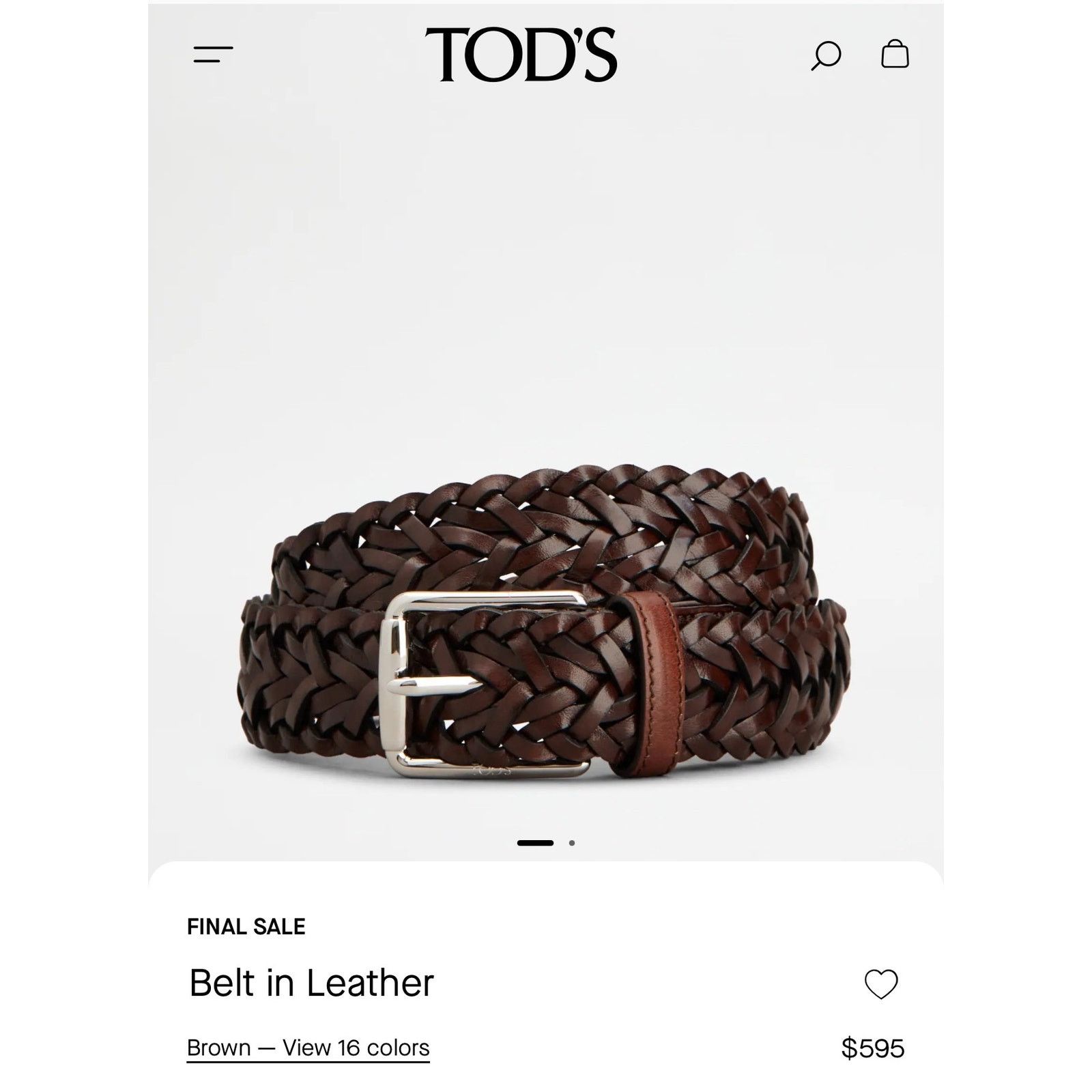 Tod's Tod's Brown Woven Calfskin Leather Belt sz. 85 cm (34 us) Size 34 - 7 Thumbnail