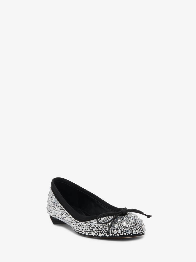 Alexander McQueen o1w1db10925 Armadillo Ballet Flat in Black/Crystal Size US 11 / IT 41 - 2 Thumbnail