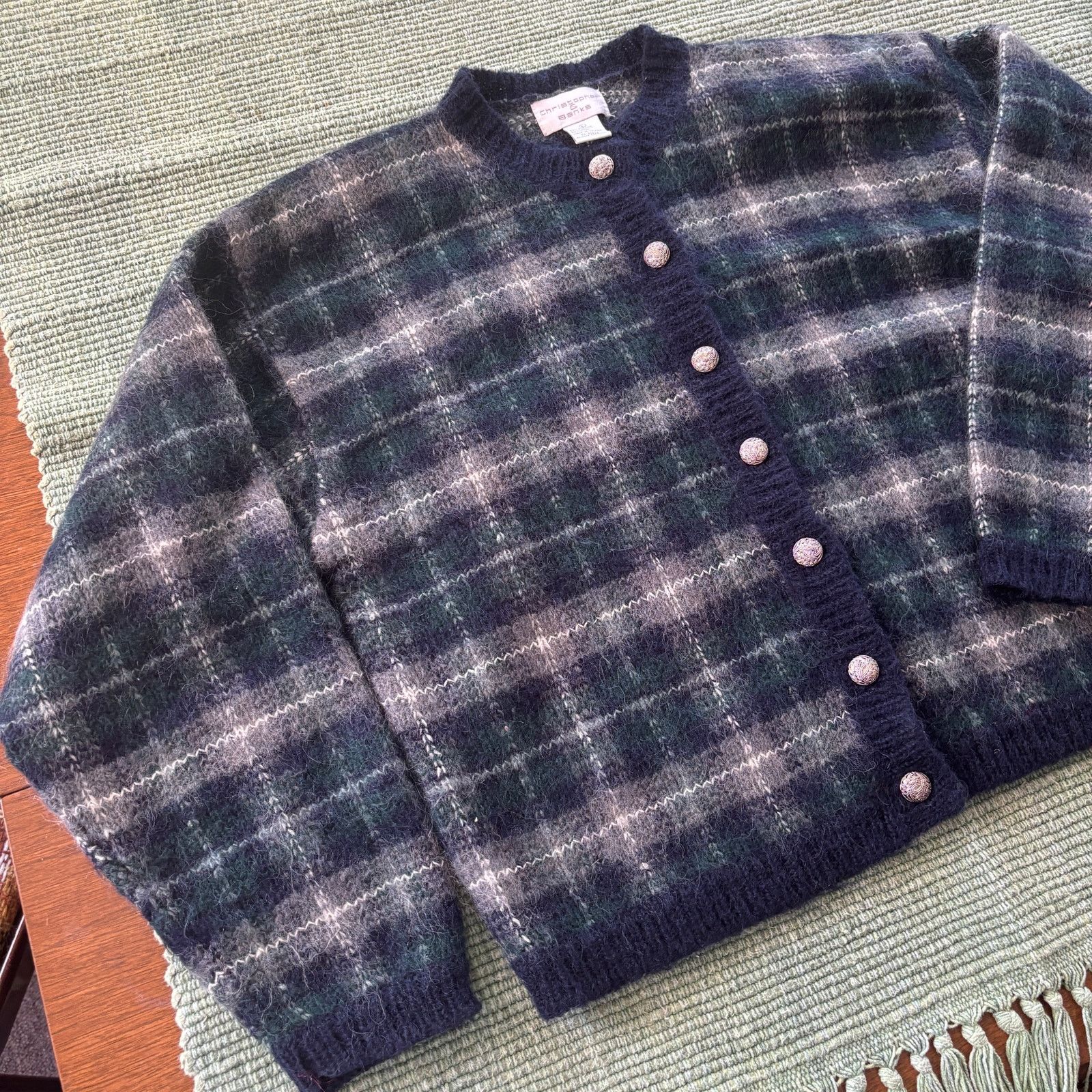 Vintage Vintage 90s/Y2K Christopher & Banks Wool Plaid Cardigan Size L / US 10 / IT 46 - 4 Thumbnail