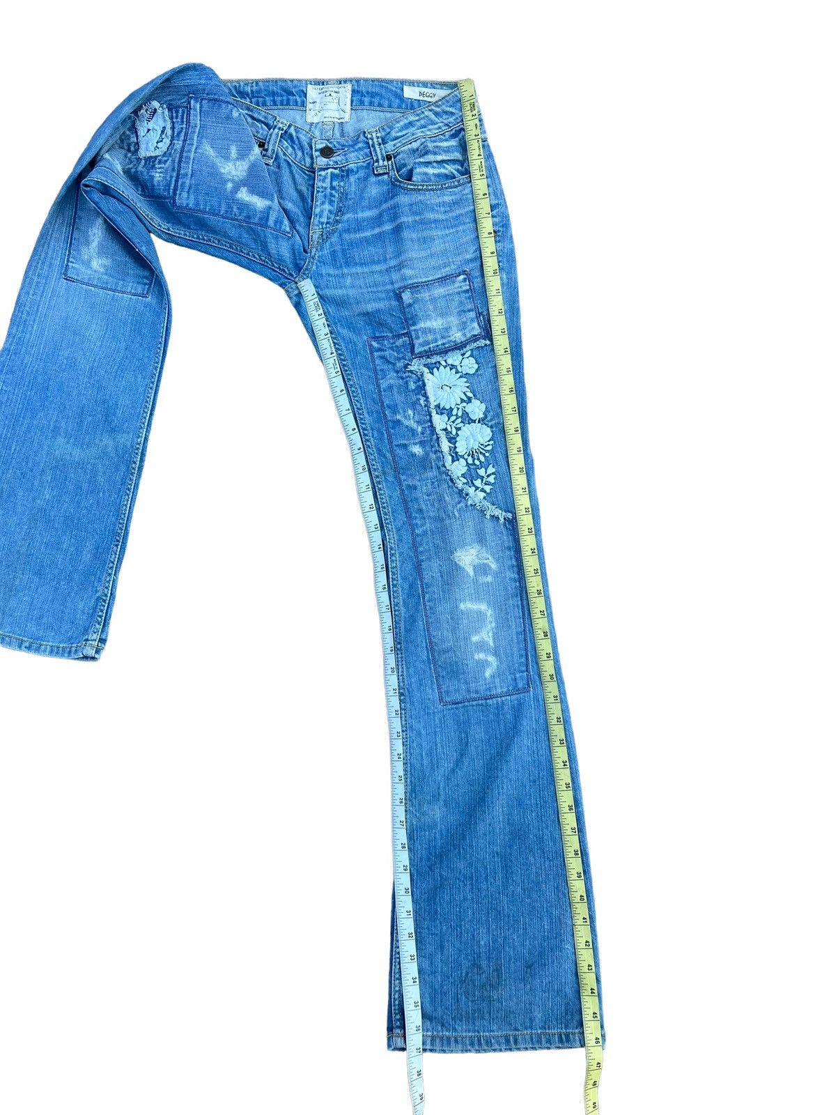 Jimmy Taverniti Vintage 00s Taverniti Embroidery Denim Peggy Flare Jeans Size US 29 - 5 Thumbnail