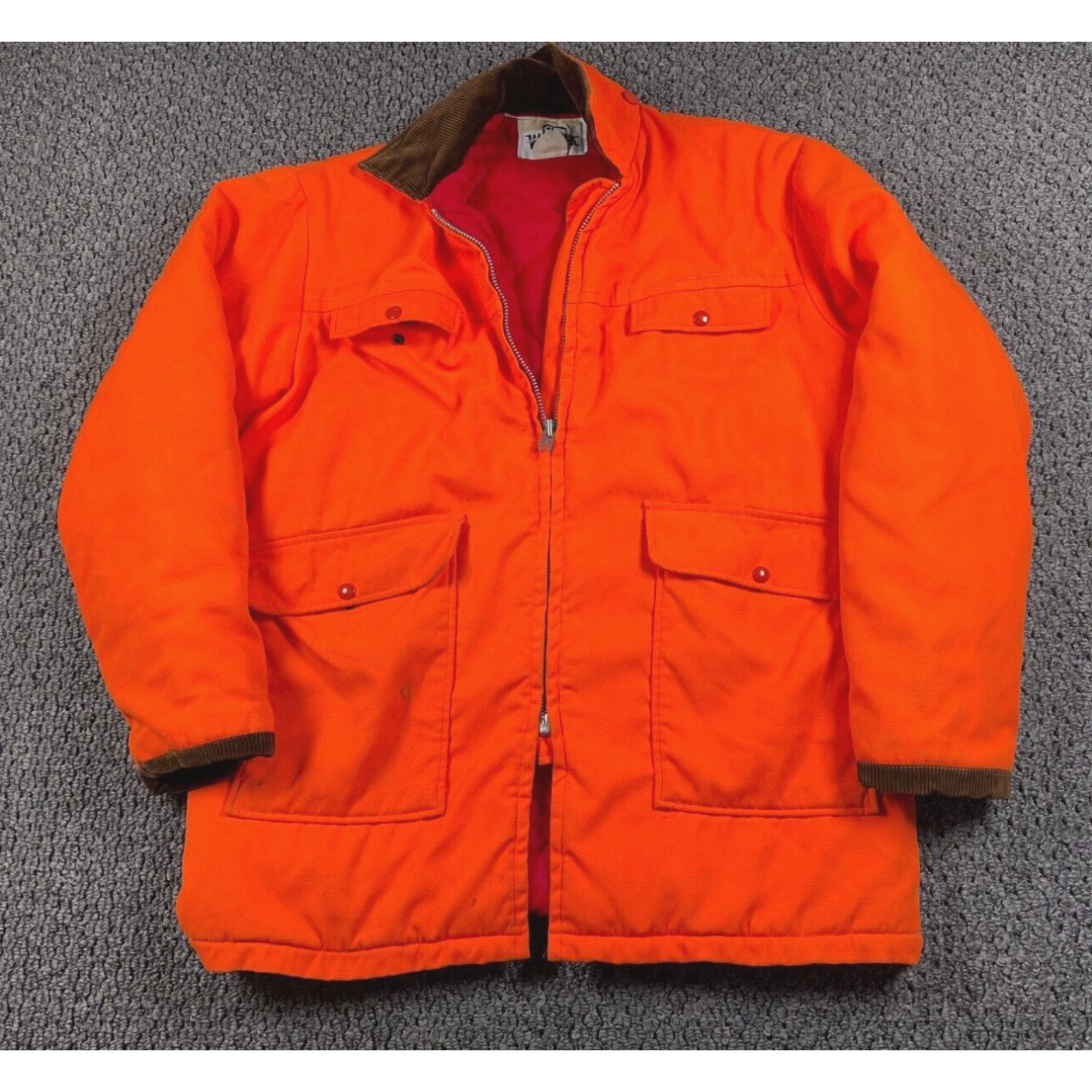 image of Vintage VTG Woolrich Insulated Quilted Jacket Adult Large Blaze Orange Talon Zip Usa Tag in White