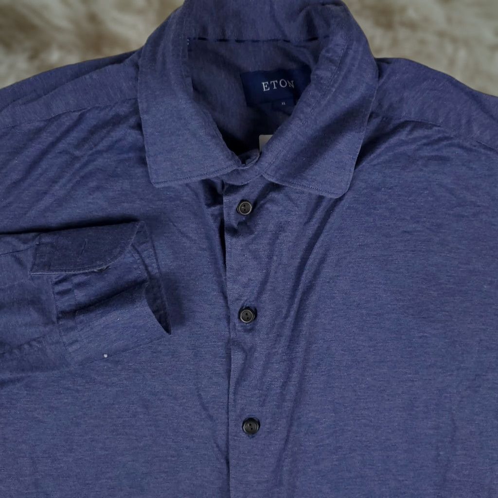 Eton VINTAGE Eton Shirt Mens XL Long Sleeve Button Up Casual Cotton Blue 100% Lightweight Business Size US XL / EU 56 / 4 - 1 Thumbnail