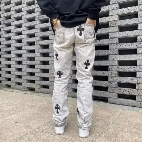 Jean Croix Cross Stitched Washed Denim Pants Size US 32 / EU 48 - 1 Thumbnail