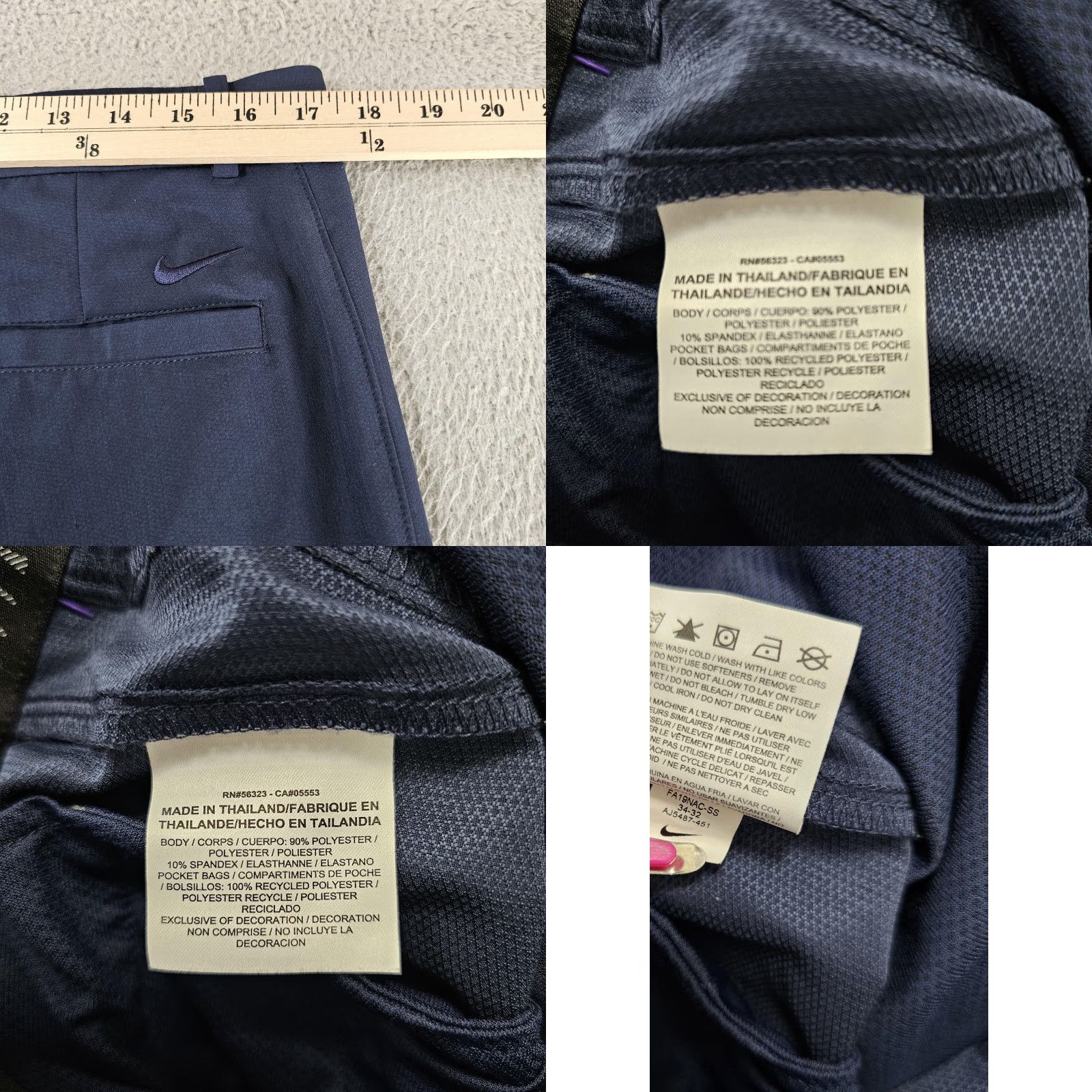 Nike Nike Pants Mens 34x32 Blue Performance Golf Stretch Trousers Swoosh AJ3487-451 Size US 34 / EU 50 - 8 Thumbnail