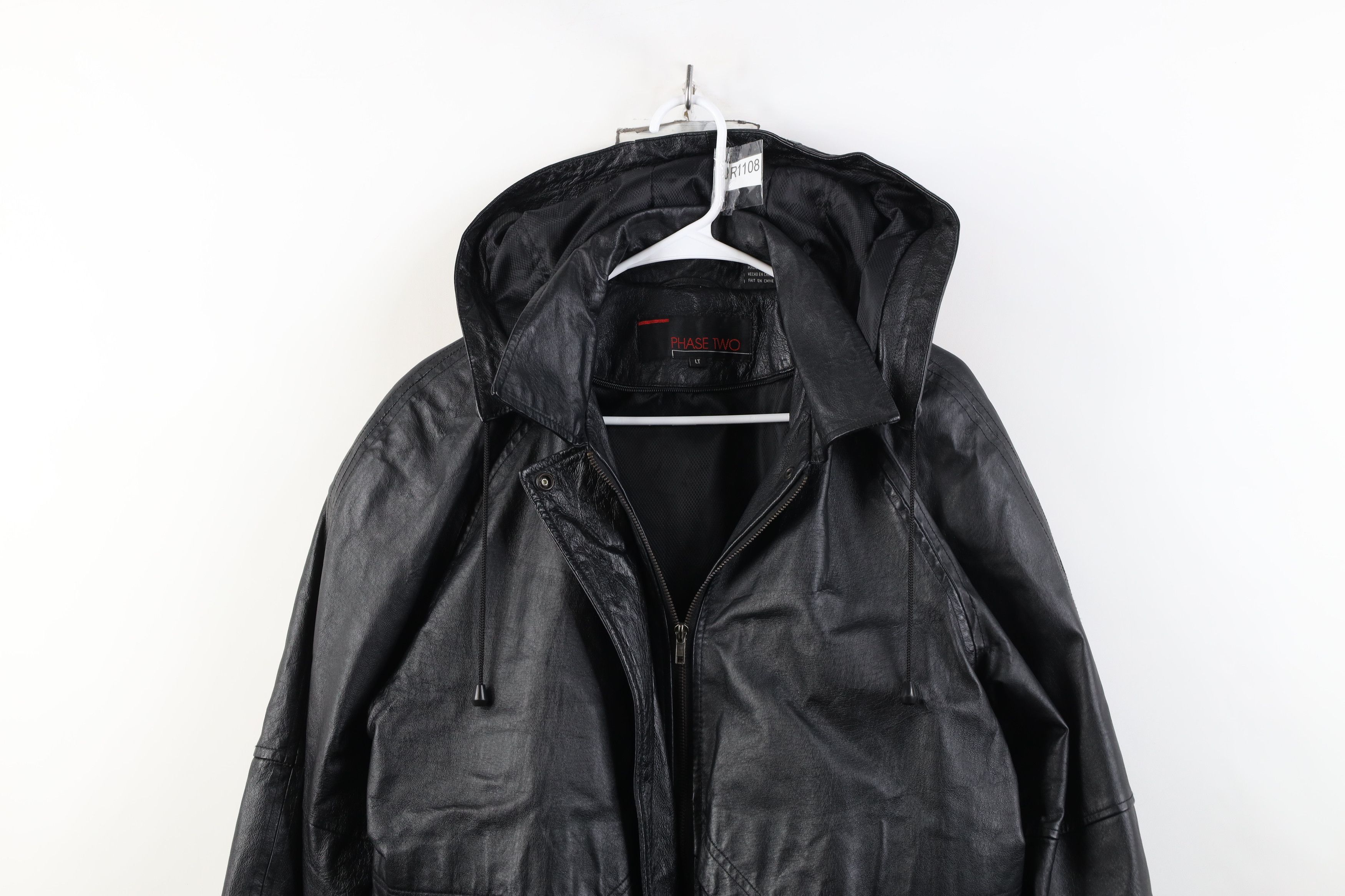 Vintage Vintage 90s Streetwear Hooded Leather Duster Jacket Black Size L / US 10 / IT 46 - 2 Thumbnail