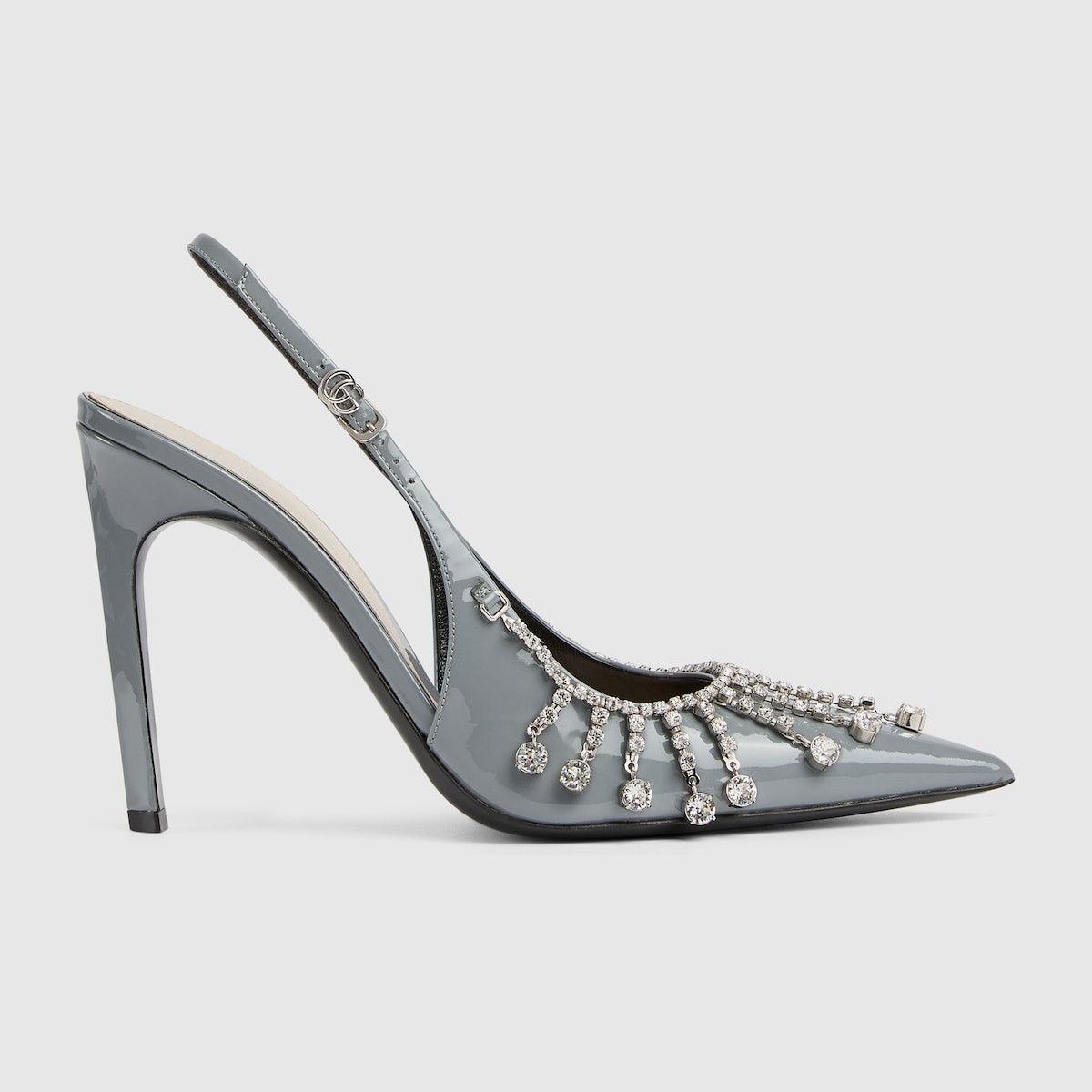 oc11z1025 Pumps With Crystal Chain in Light Grey