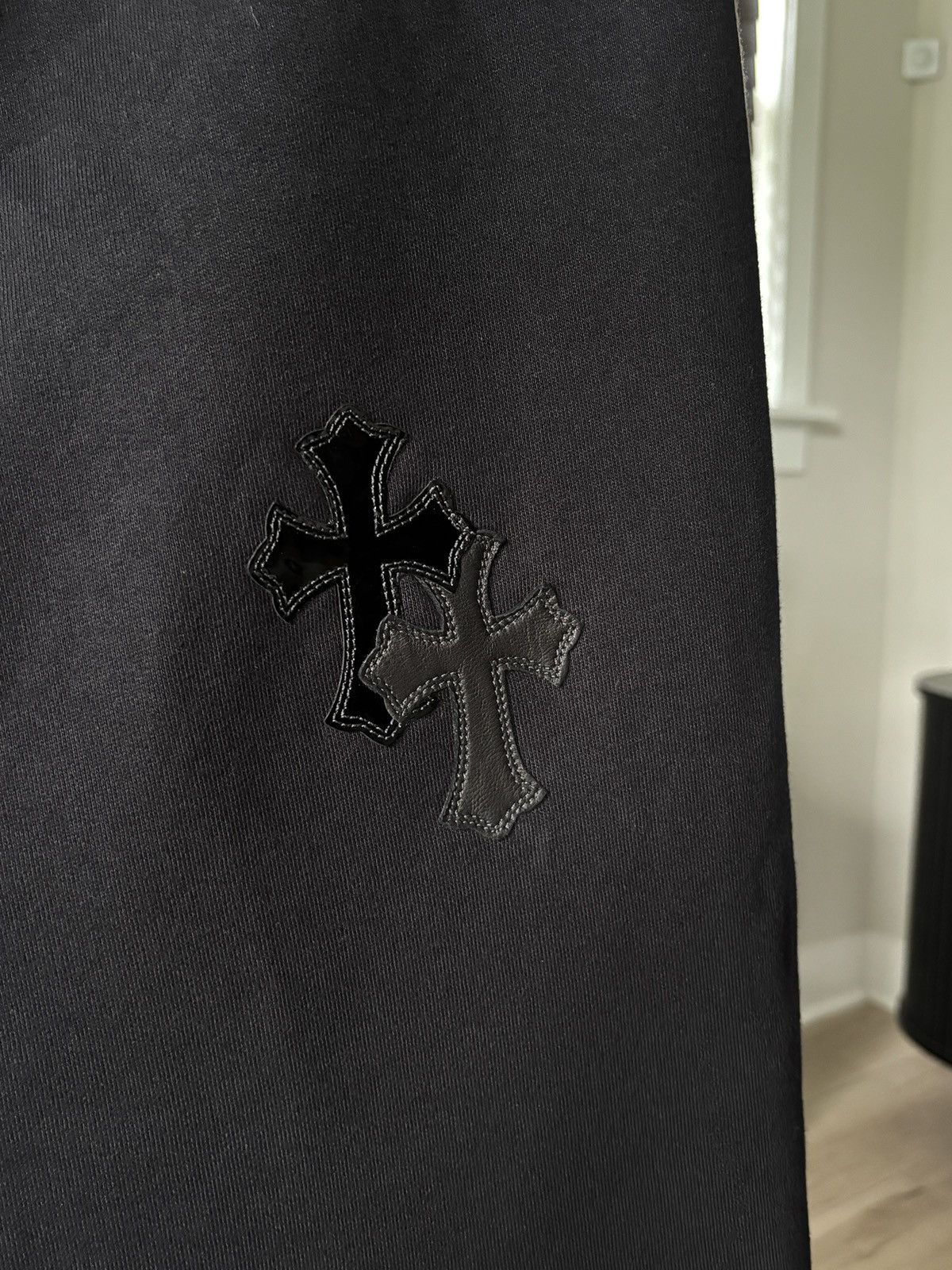 Chrome Hearts LEATHER HAIR PONY CROSS PATCH SWEATPANTS Size US 32 / EU 48 - 9 Thumbnail