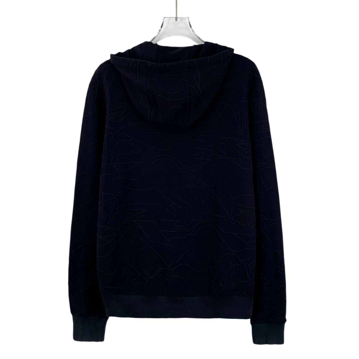 Hermes Hermès Black Embossed Horse Pattern Zip Hoodie Sweatshirt - Size US L / EU 52-54 / 3 - 2 Thumbnail
